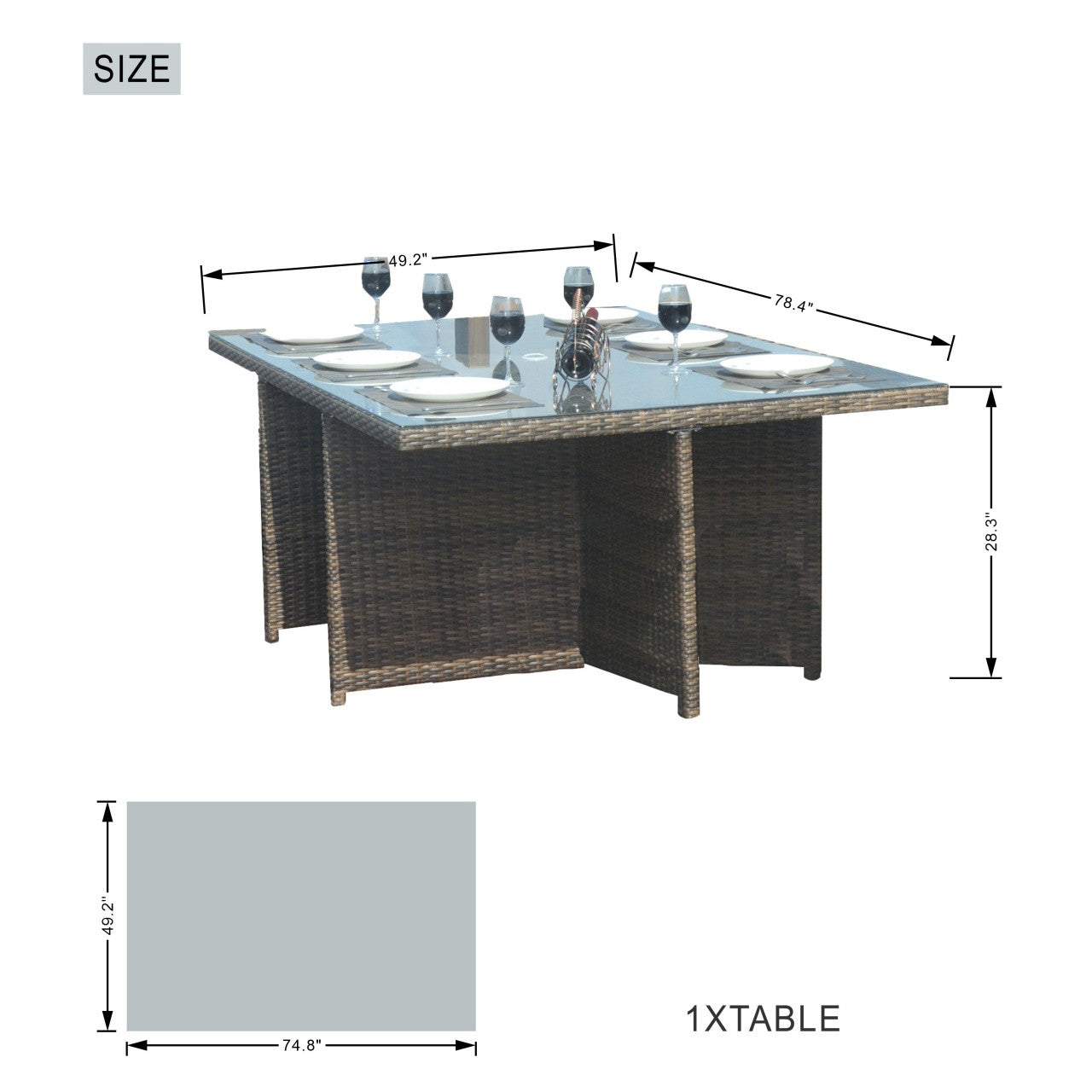 Berlin 4-Seat Outdoor Dining Set – Cube Dining Table ( PAD-3233B)