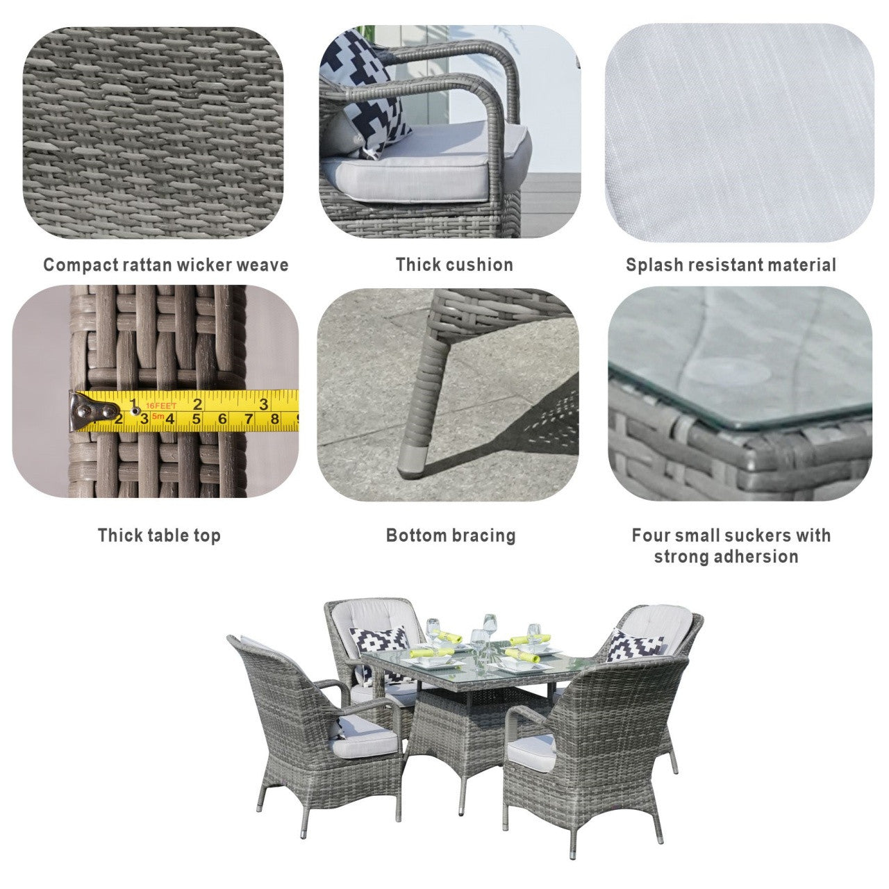 4-Seat Cube Outdoor Dining Table (PAD-1710-Table)