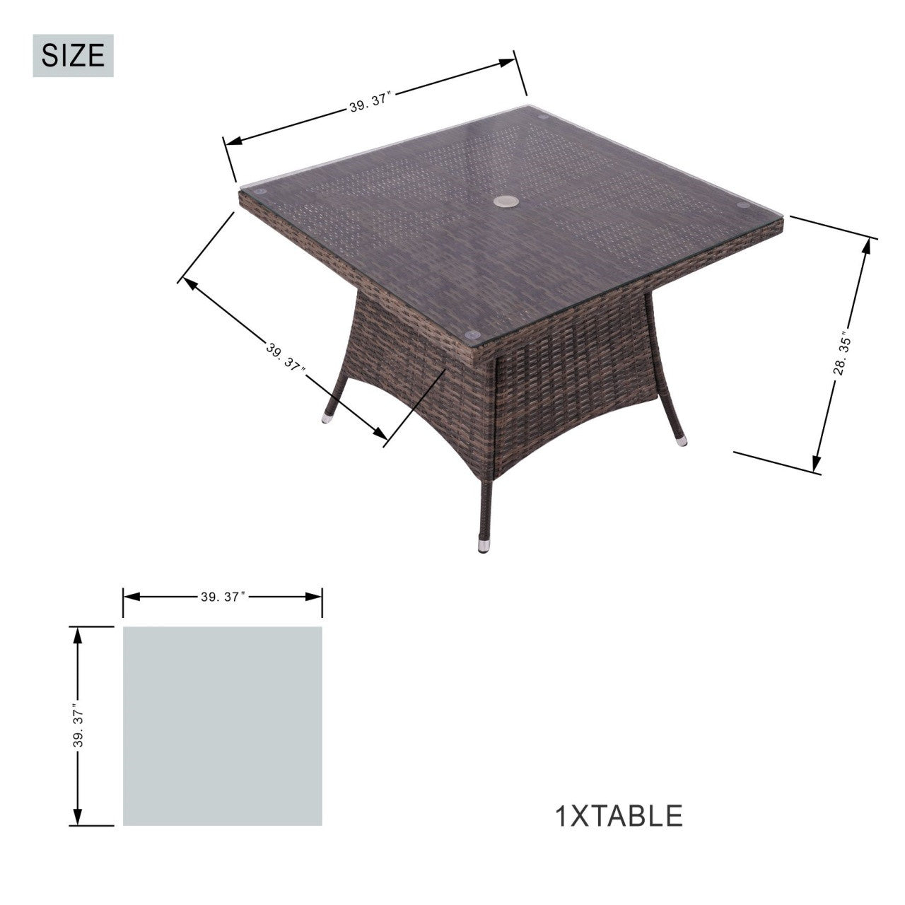 4-Seat Cube Outdoor Dining Table (PAD-1710-Table)