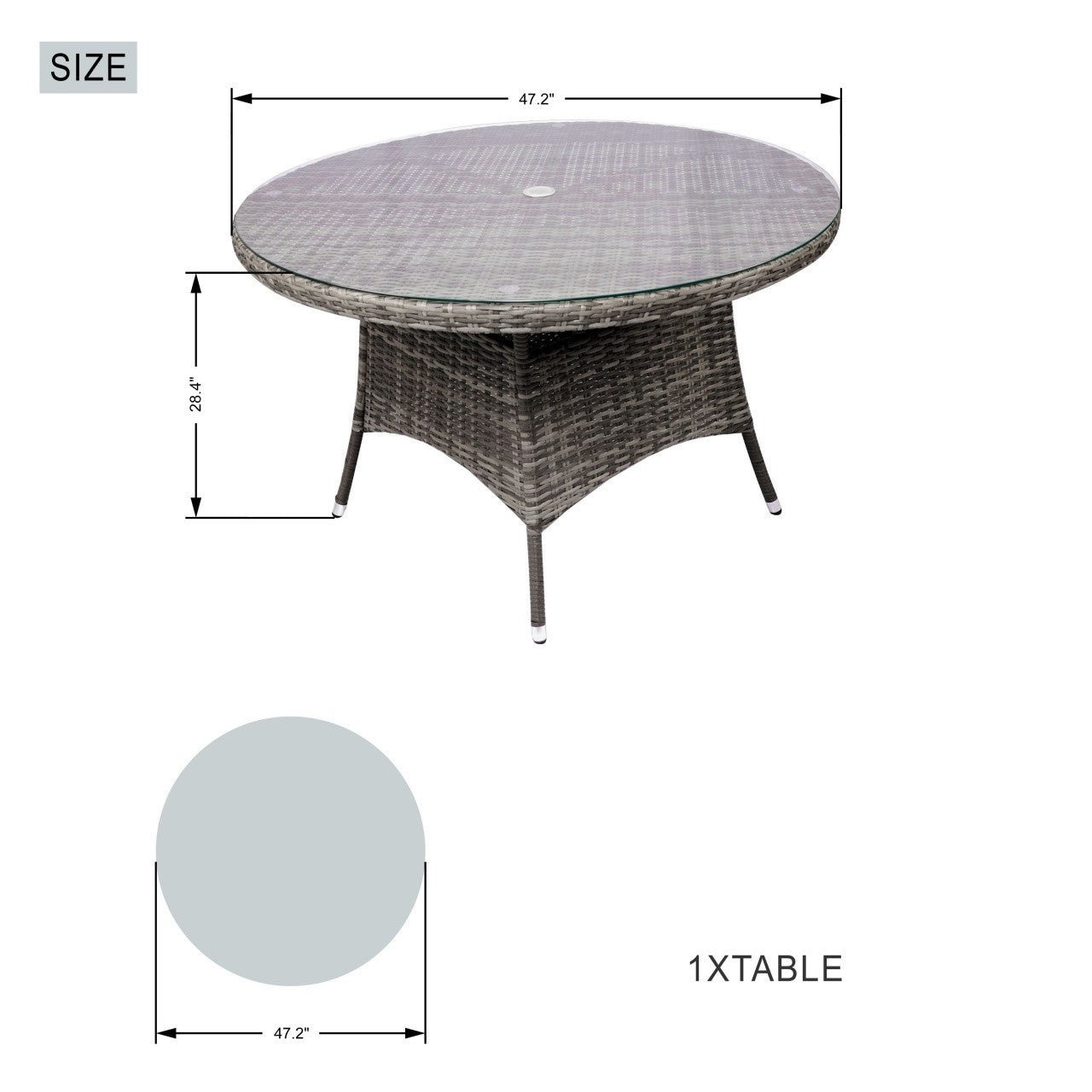 4-Seat Round Outdoor Dining Table (PAD-1709-Table)