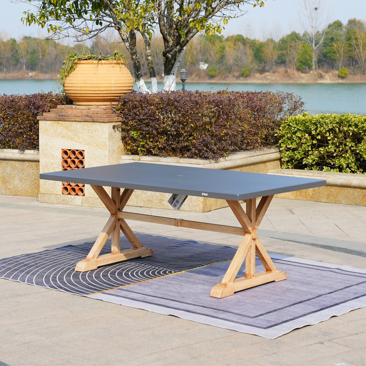 6-Seat Rectangular OutdoorDining Table with Aluminum Tabletop (PAD-2340TA-Table)
