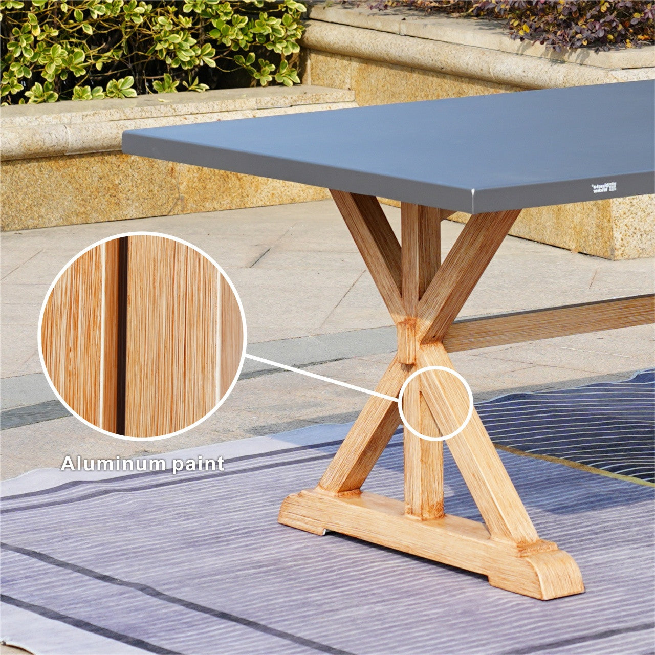 6-Seat Rectangular OutdoorDining Table with Aluminum Tabletop (PAD-2340TA-Table)