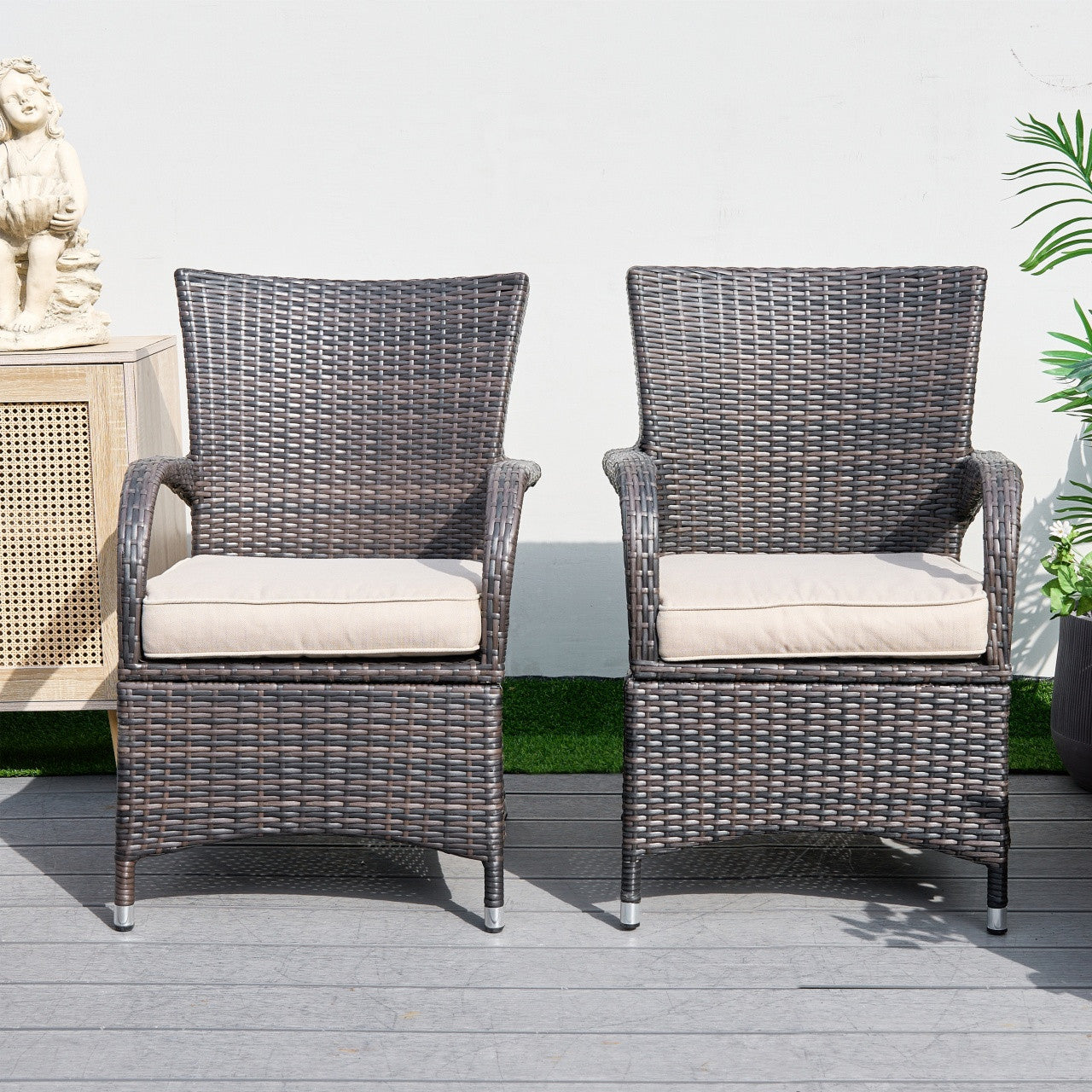 Direct Wicker Aluminum Dining Chairs with Armrests Set of 2 ( Model PAD-1123-Chairs)