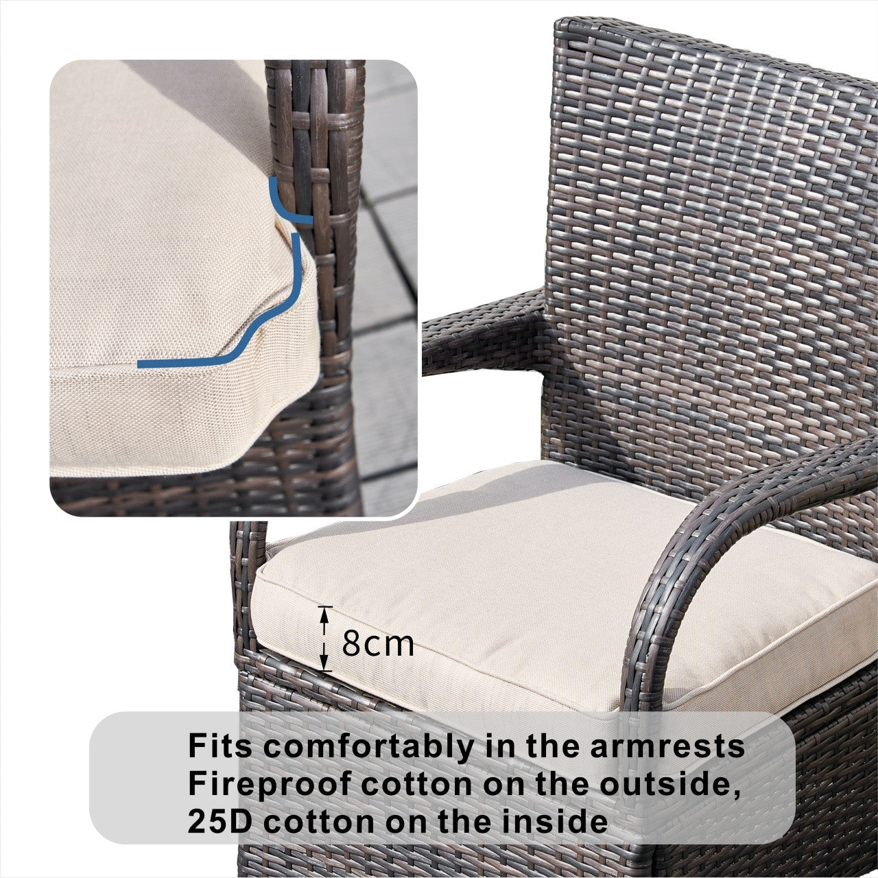 Hampton Outdoor Rattan Armchair – Perfect for Patios and Gardens (PAD-1123-KD)
