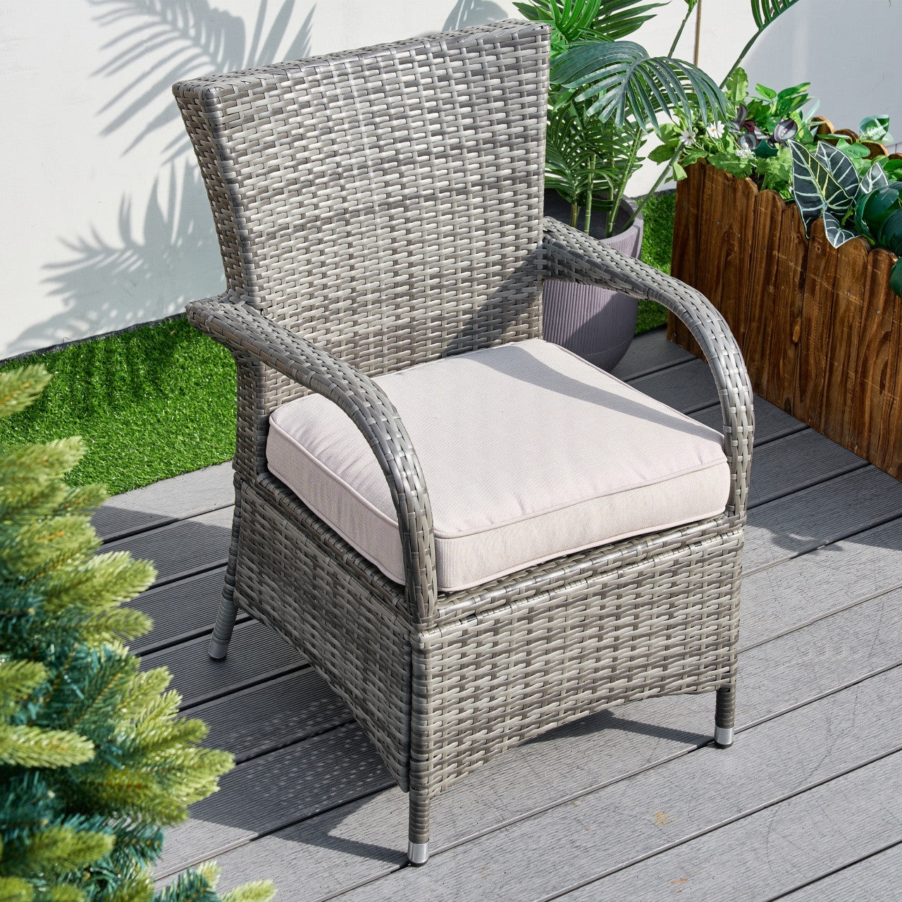 Hampton Outdoor Rattan Armchair – Perfect for Patios and Gardens (PAD-1123-KD)