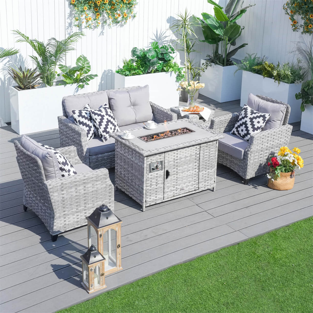Replacement Parts for Outdoor Patio Fire Pit Set in Gray