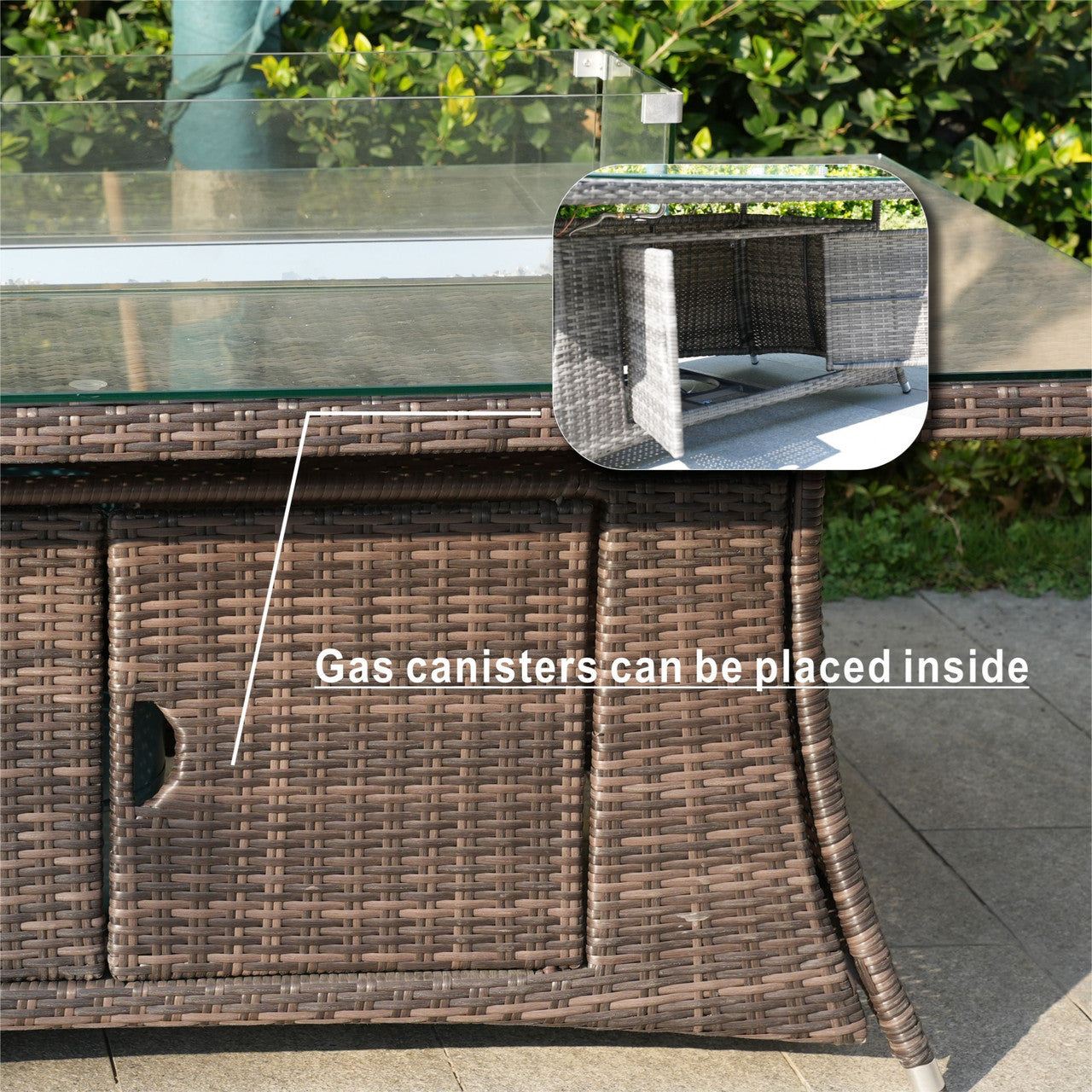 Details of 6 Seats Rectangular Fire Pit Table 50000 BTU 