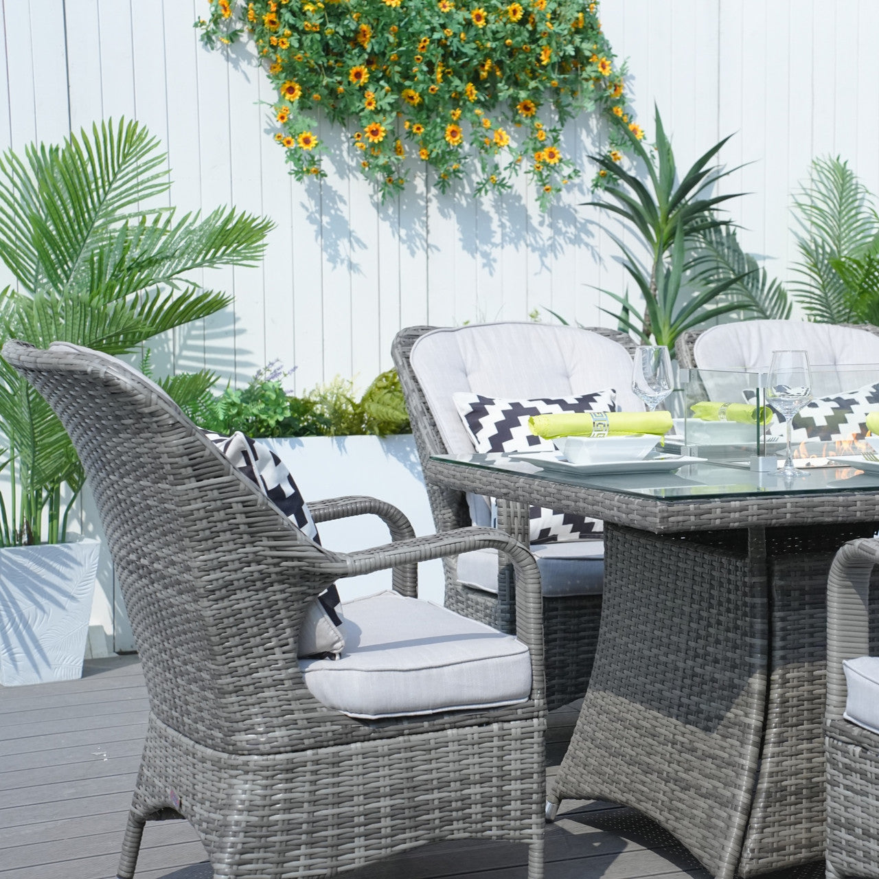Details of 6 Seats Rectangular Fire Pit Table 50000 BTU 