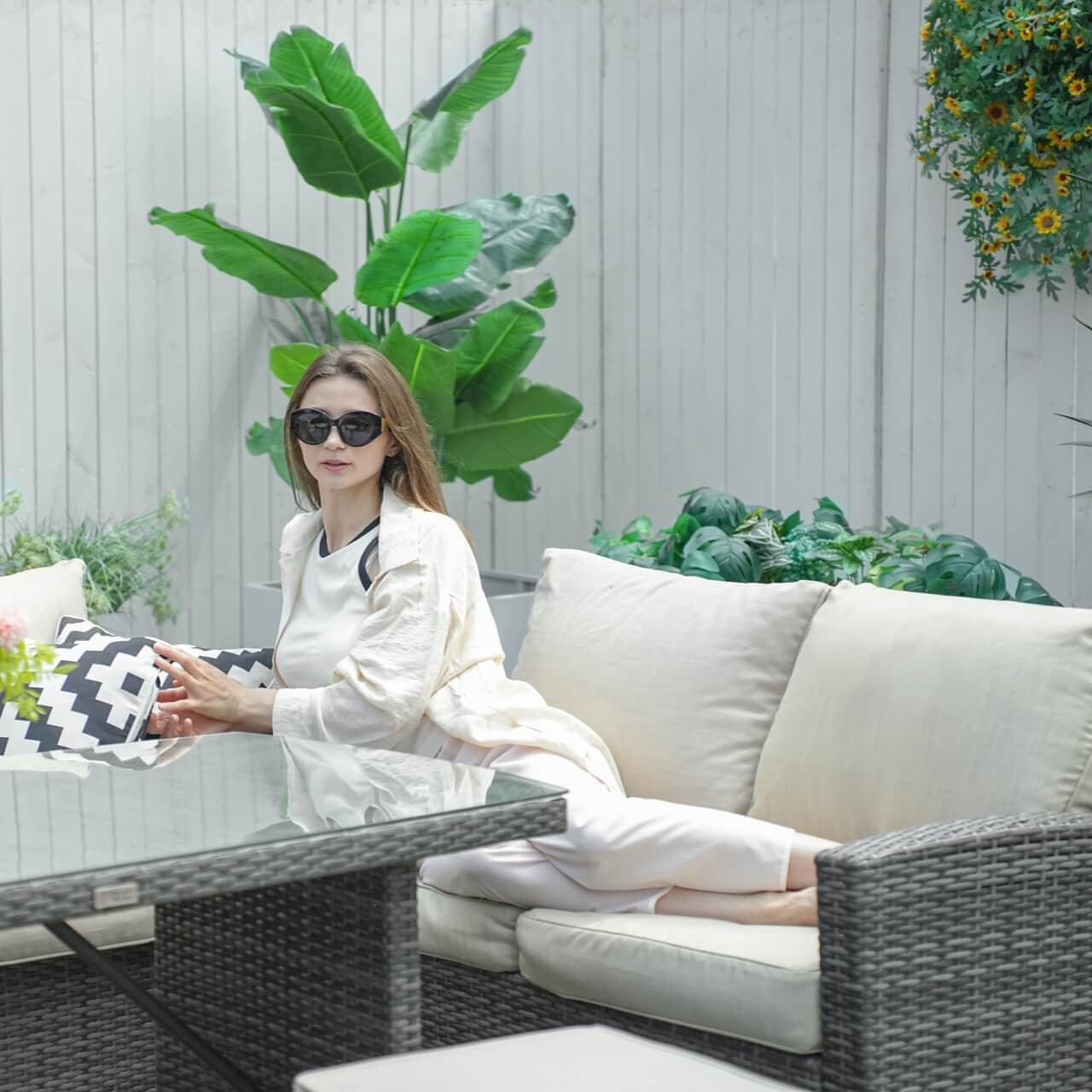 Details of Direct Wicker's 8 Seats Outdoor Conversation Set - Patio Sofa Set PAF-1403B 