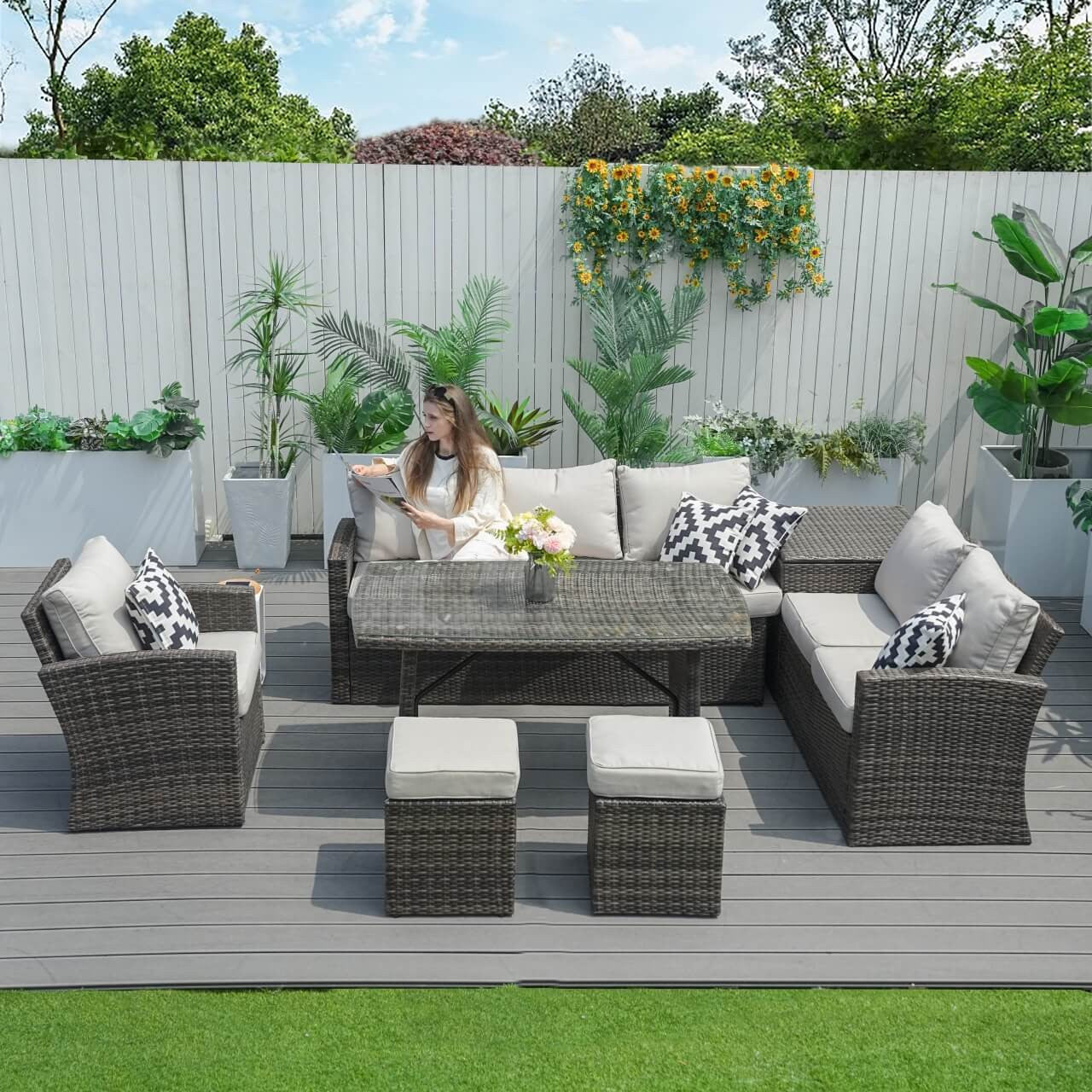 Direct Wicker's 8 Seats Outdoor Conversation Set - Patio Sofa Set PAF-1403B 