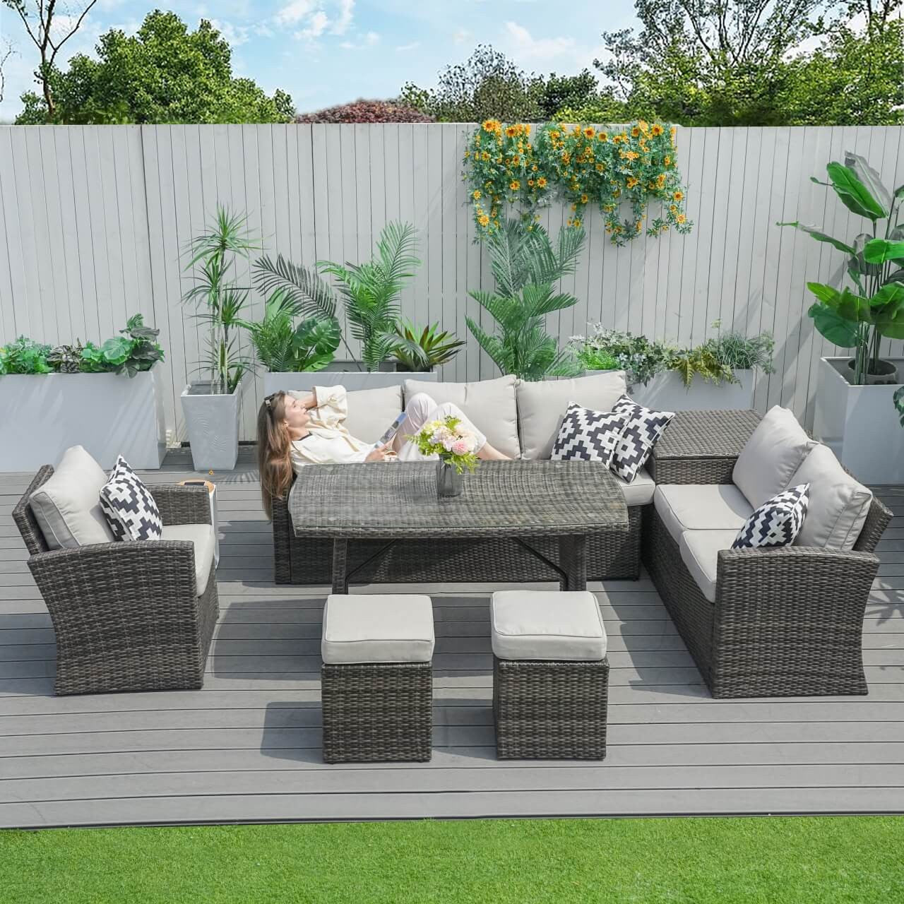 Direct Wicker's 8 Seats Outdoor Conversation Set - Patio Sofa Set PAF-1403B 