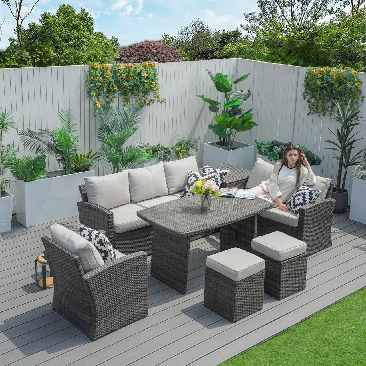 Direct Wicker's 8 Seats Outdoor Conversation Set - Patio Sofa Set PAF-1403B 