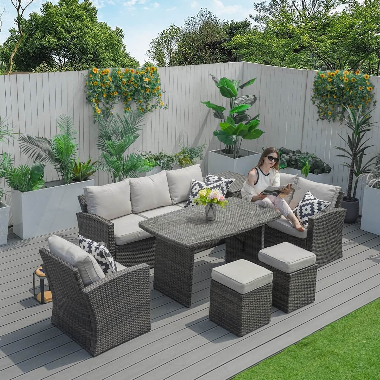 Direct Wicker's 8 Seats Outdoor Conversation Set - Patio Sofa Set PAF-1403B 