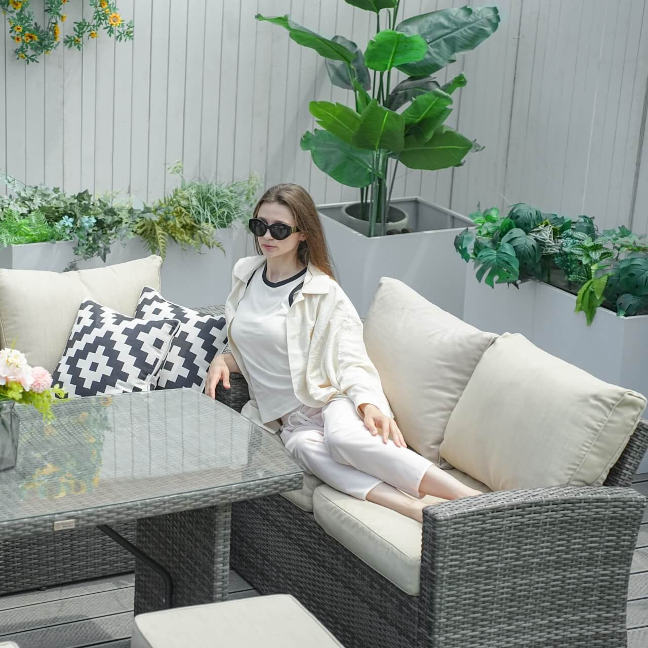 Details of Direct Wicker's 8 Seats Outdoor Conversation Set - Patio Sofa Set PAF-1403B 