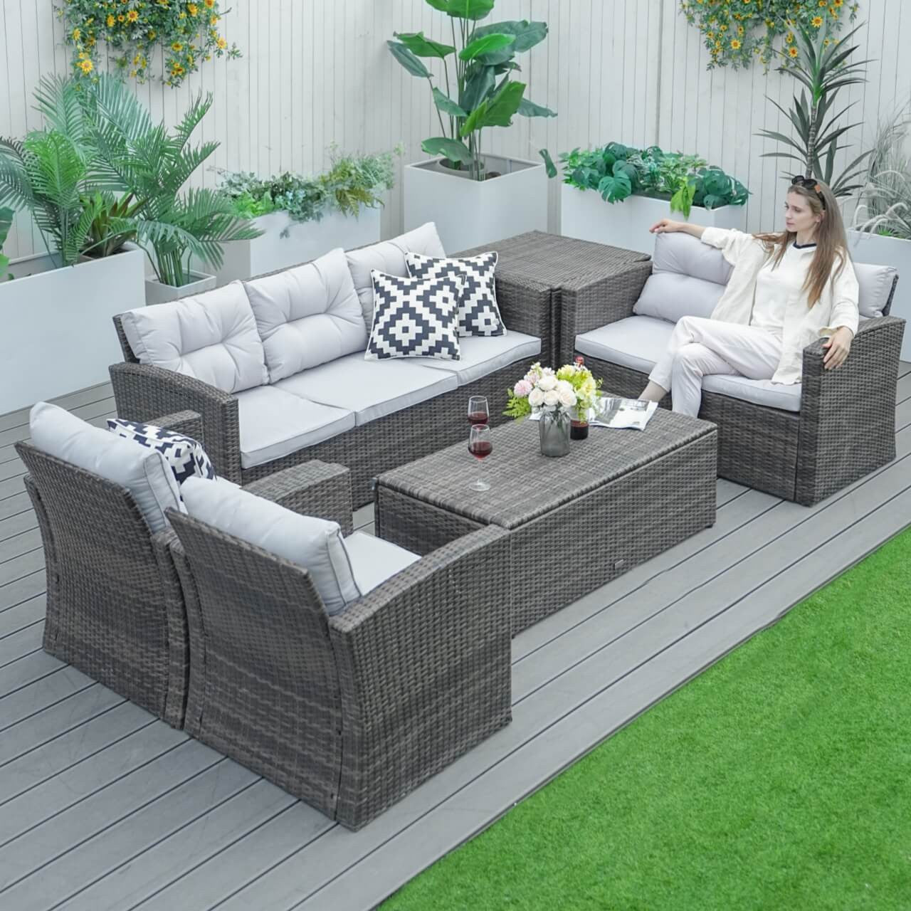 Cushions for Direct Wicker's 7 Seats Outdoor Conversation Set - PAS-1503