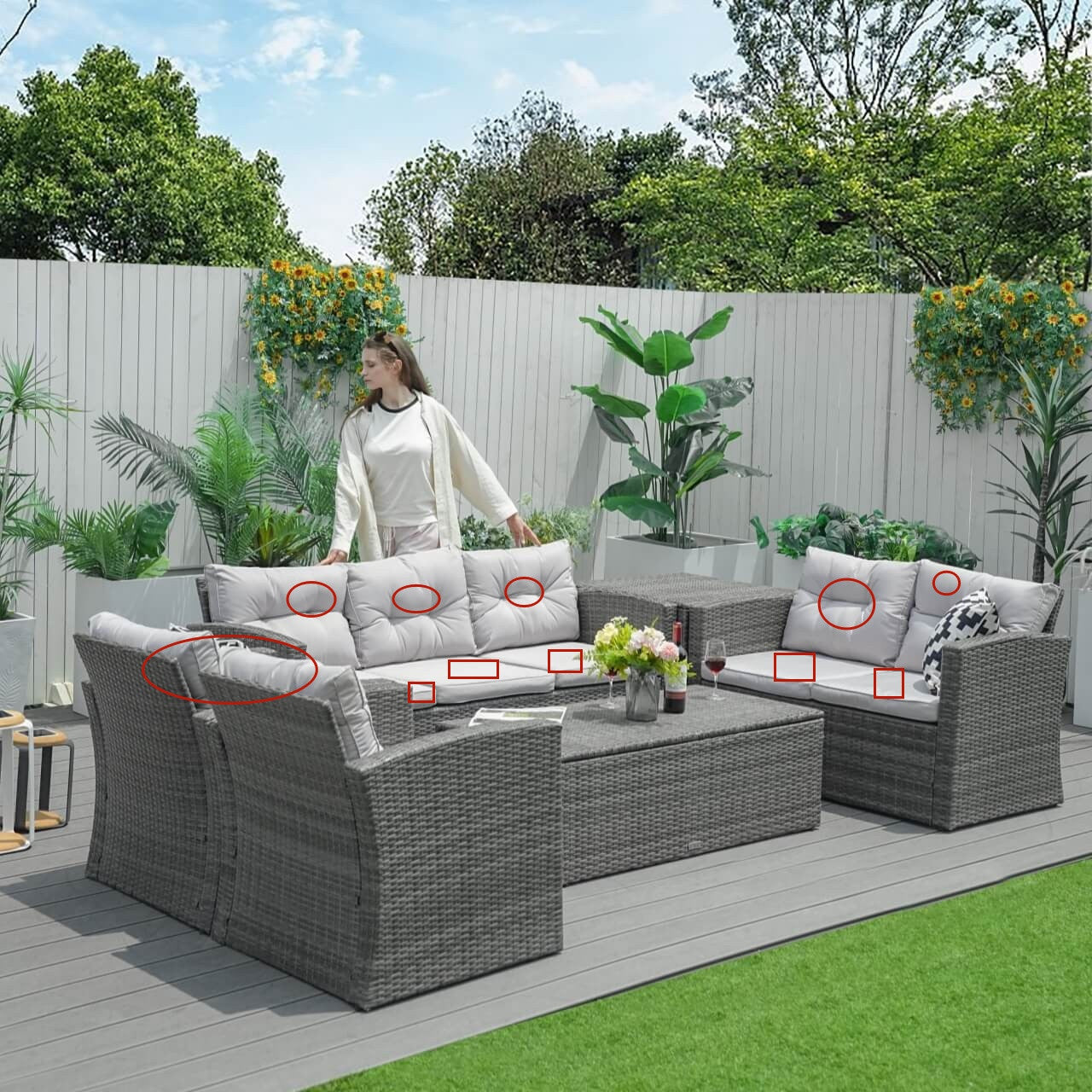 Cushions for Direct Wicker's 7 Seats Outdoor Conversation Set - PAS-1503