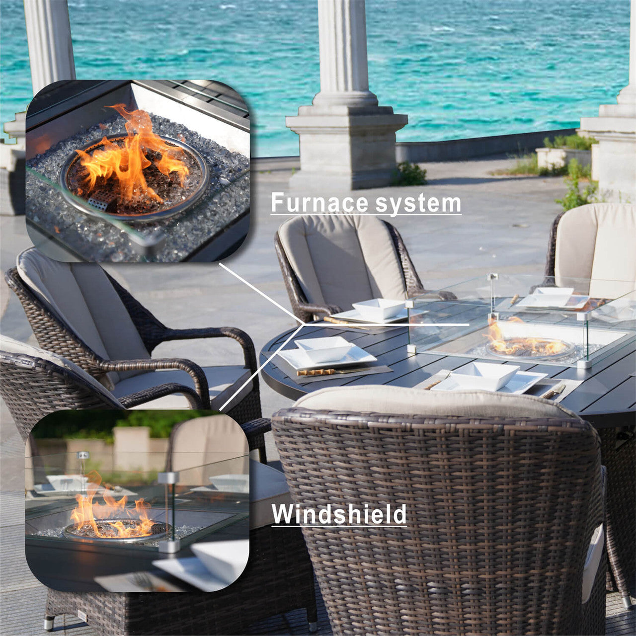 Details of ETON 8 Seats Round Fire Pit Set