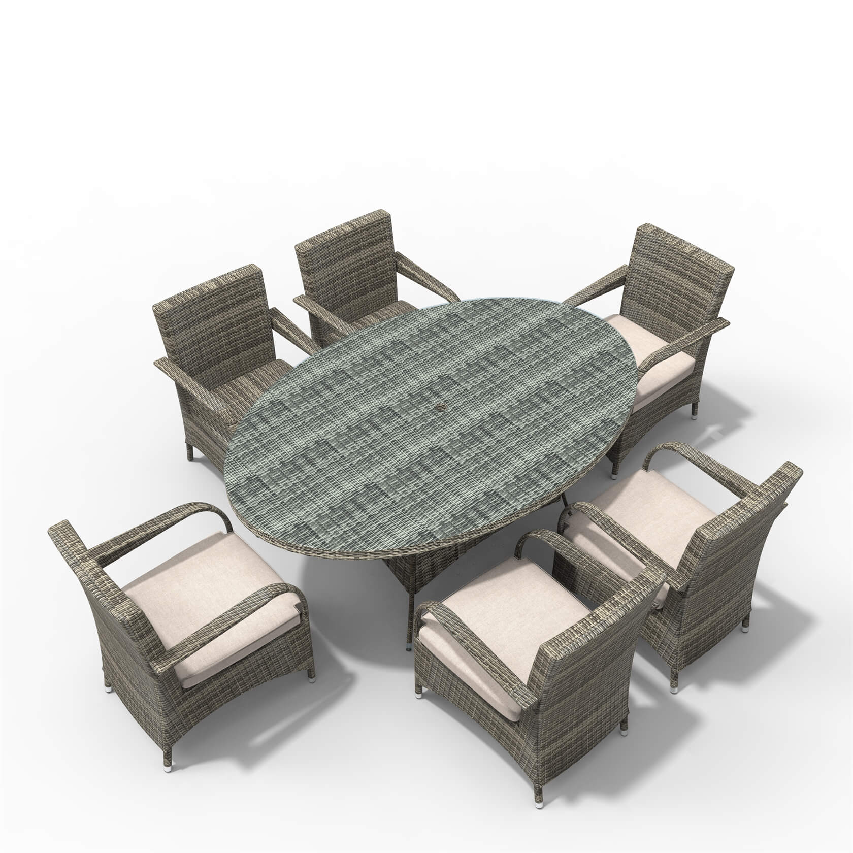 Hampton 6-Seat Outdoor Dining Set – Oval Dining Table (PAD-1713+1122)