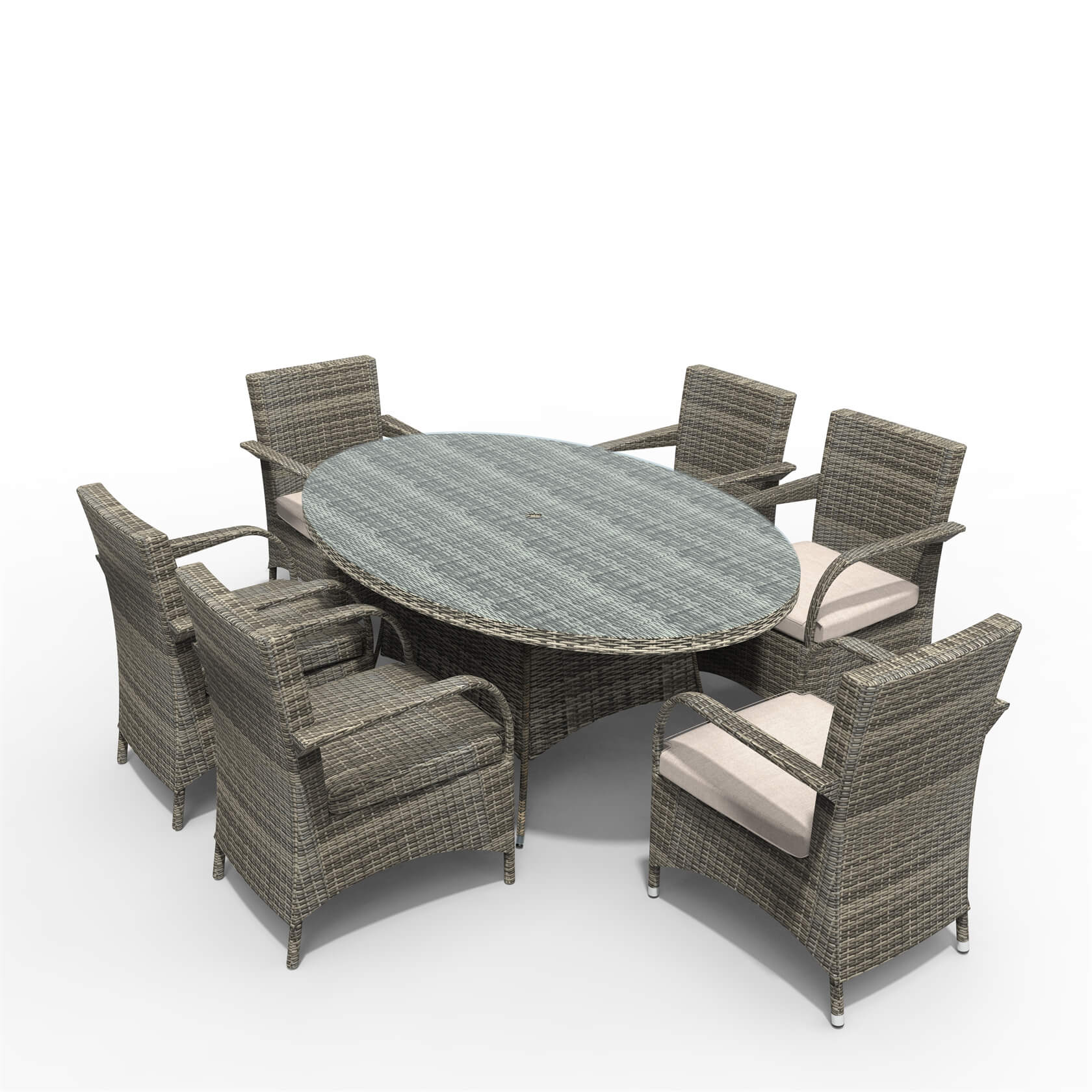 Hampton 6-Seat Outdoor Dining Set – Oval Dining Table (PAD-1713+1122)