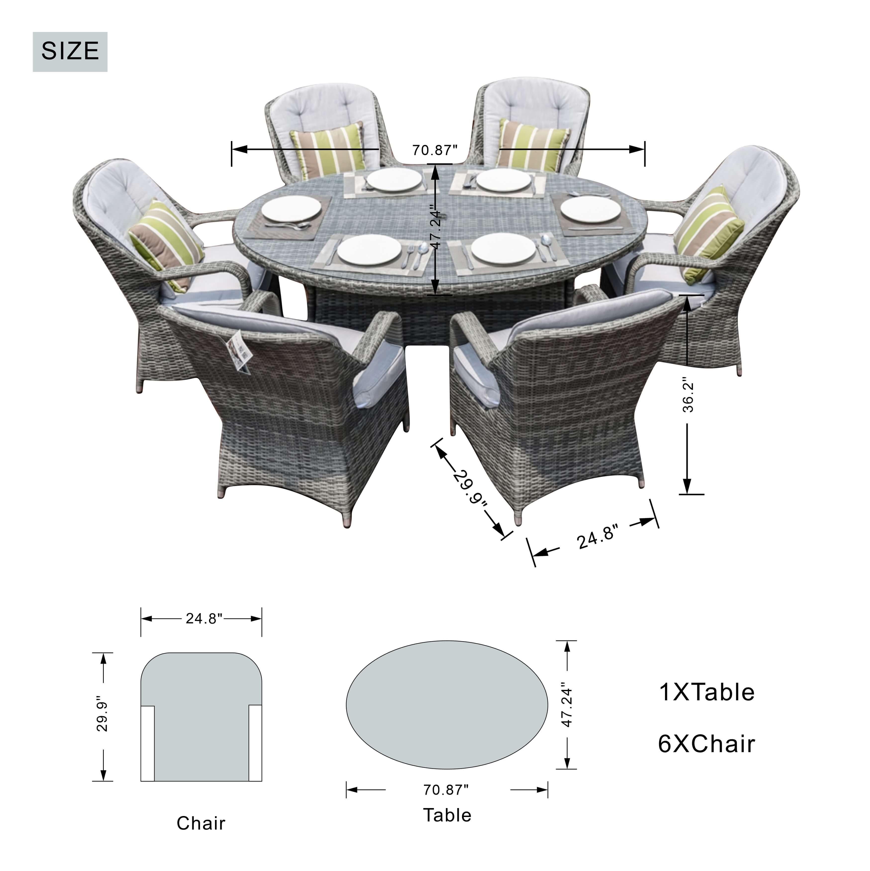Hampton 6-Seat Outdoor Dining Set – Oval Dining Table (PAD-1713+1122)