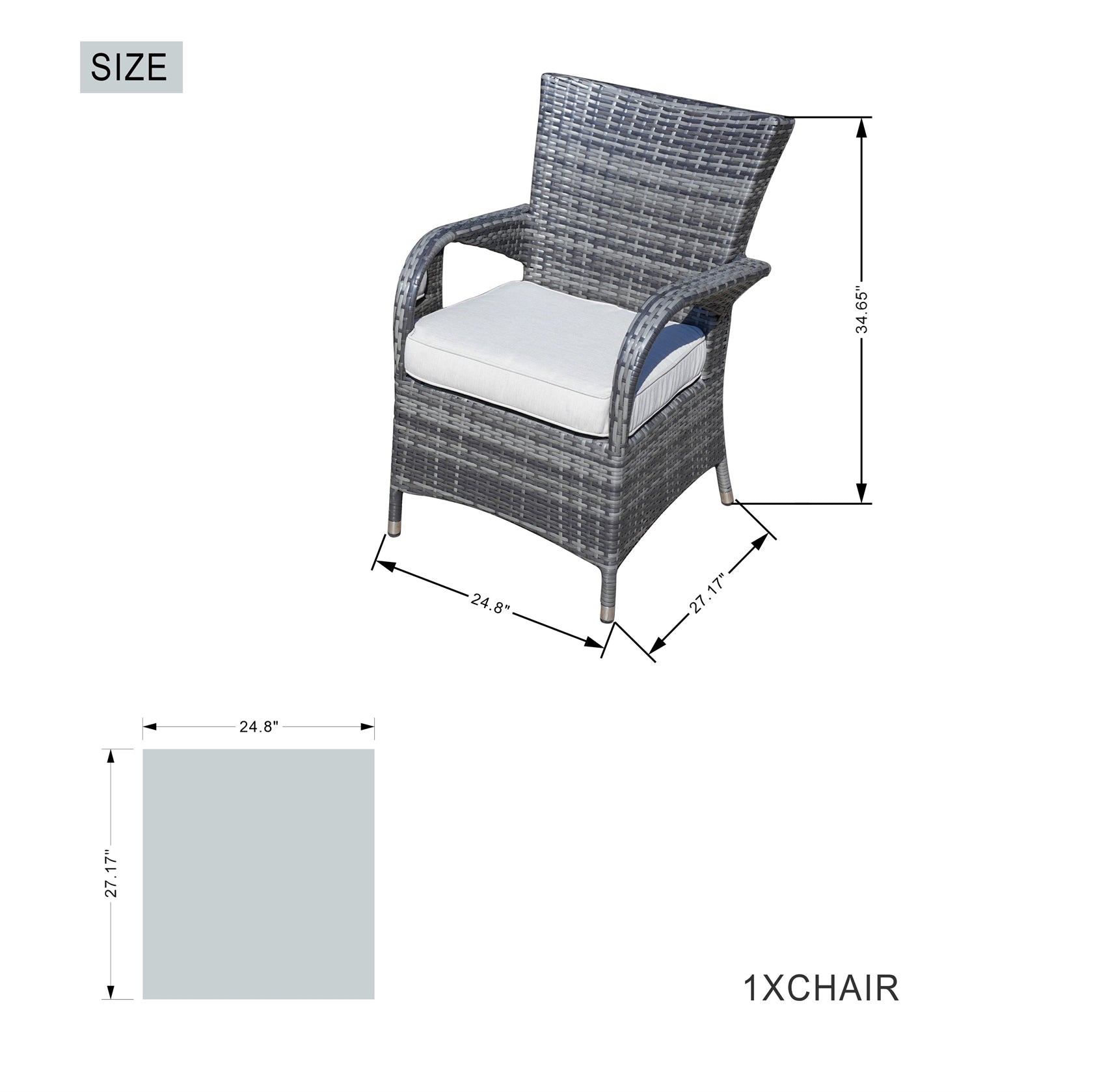 Hampton 6-Seat Outdoor Dining Set with Rectangular Dining Table (PAD-1712+1122)