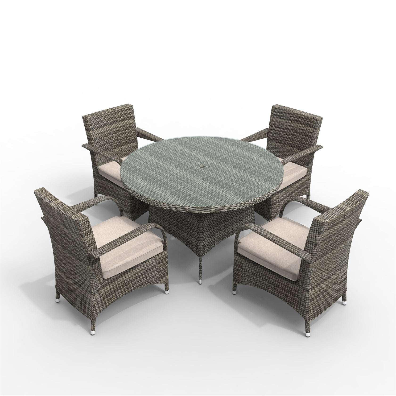 Hampton 4-Seat Outdoor Dining Set – Round Dining Table (PAD-1709+1122)