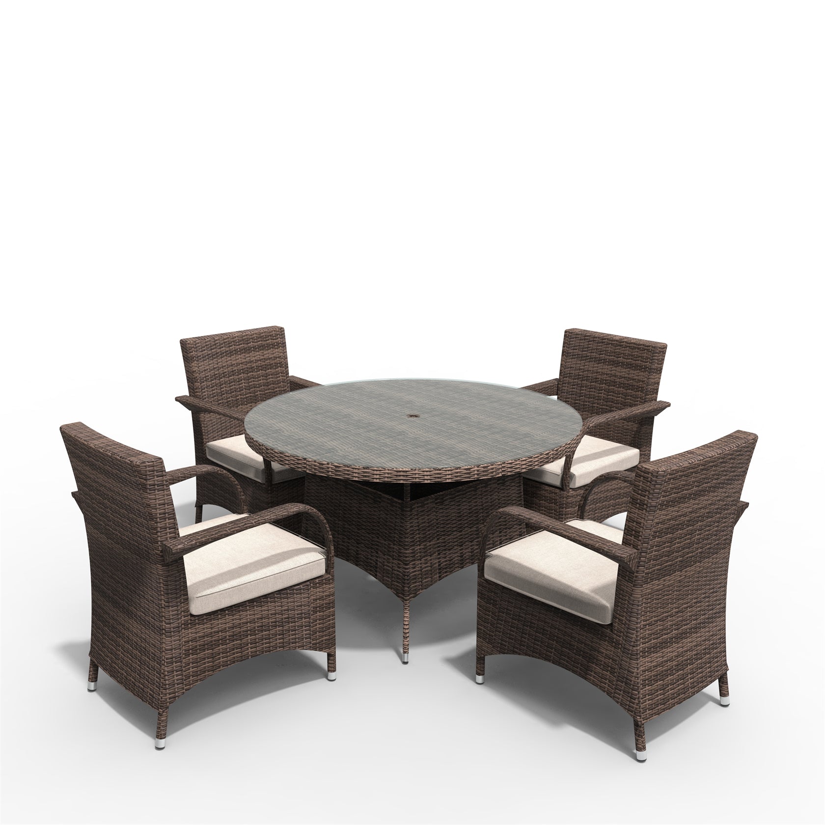 Hampton 4-Seat Outdoor Dining Set – Round Dining Table (PAD-1709+1122)