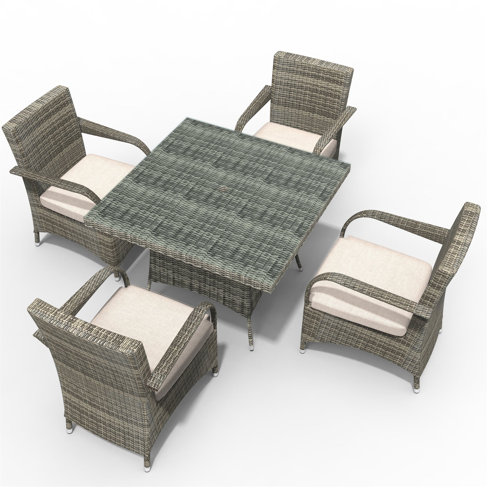Hampton 4-Seat Outdoor Dining Set – Square Dining Table (PAD-1710+1122)