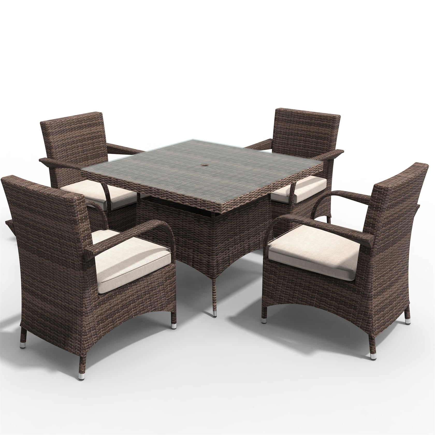Hampton 4-Seat Outdoor Dining Set – Square Dining Table (PAD-1710+1122)