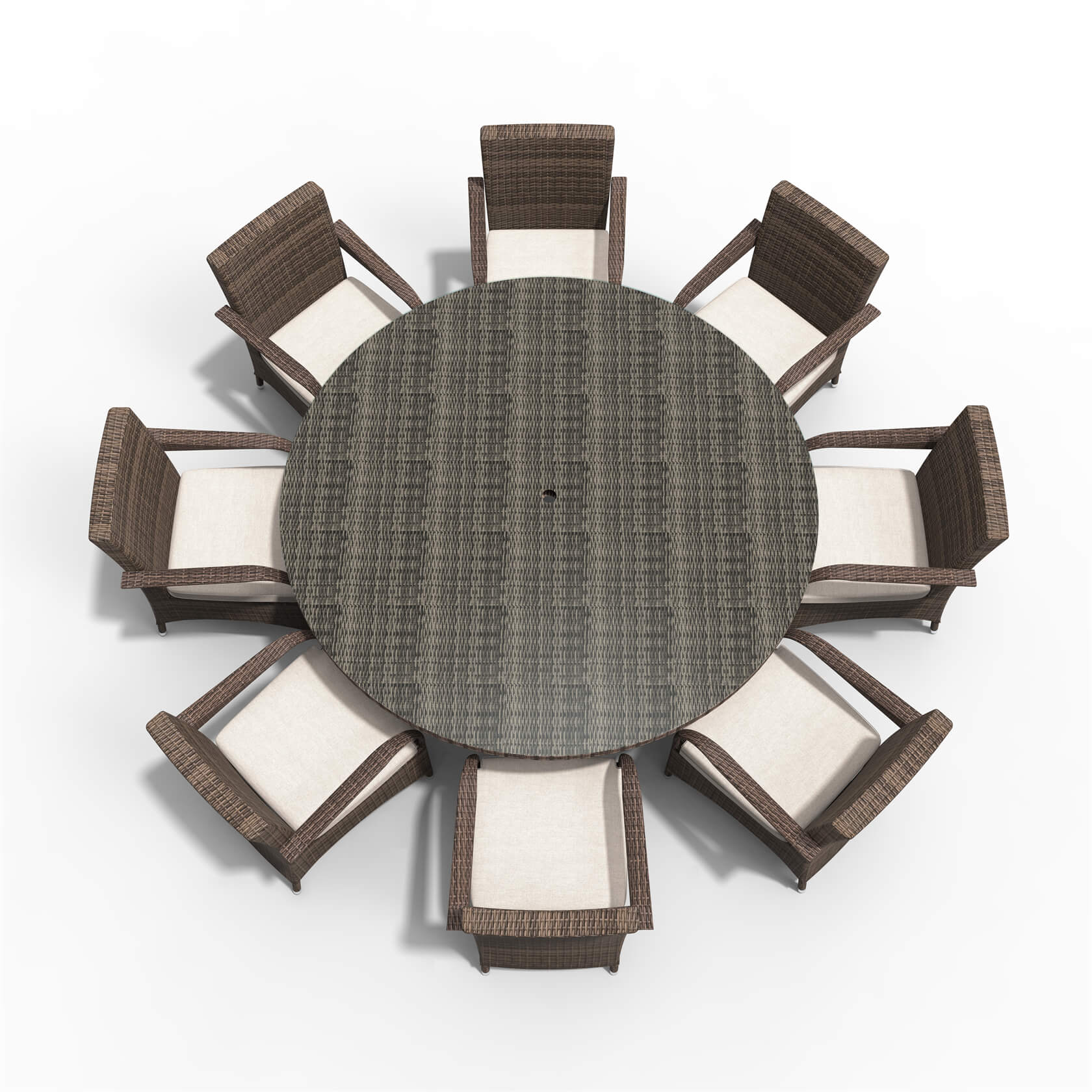 Hampton 8-Seat Outdoor Dining Set with Round Dining Table (PAD-1714+1122)