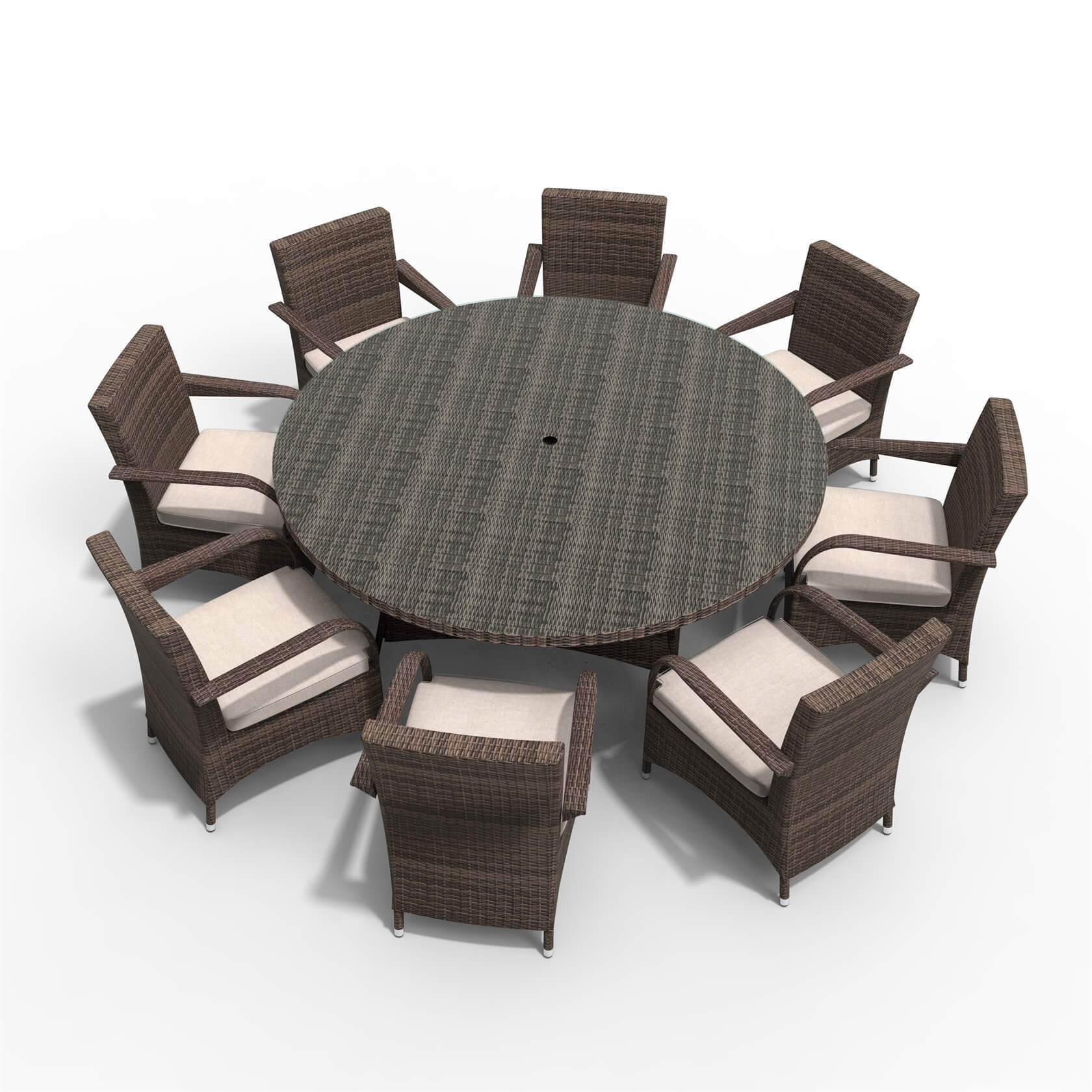 Hampton 8-Seat Outdoor Dining Set with Round Dining Table (PAD-1714+1122)