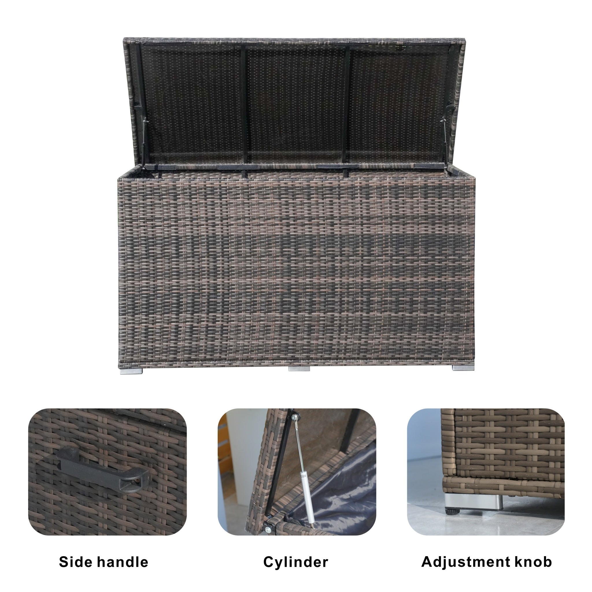 260 Gallon Capacity Outdoor Wicker Storage Box PE Wicker with Iron Frame (PA-3256-I)