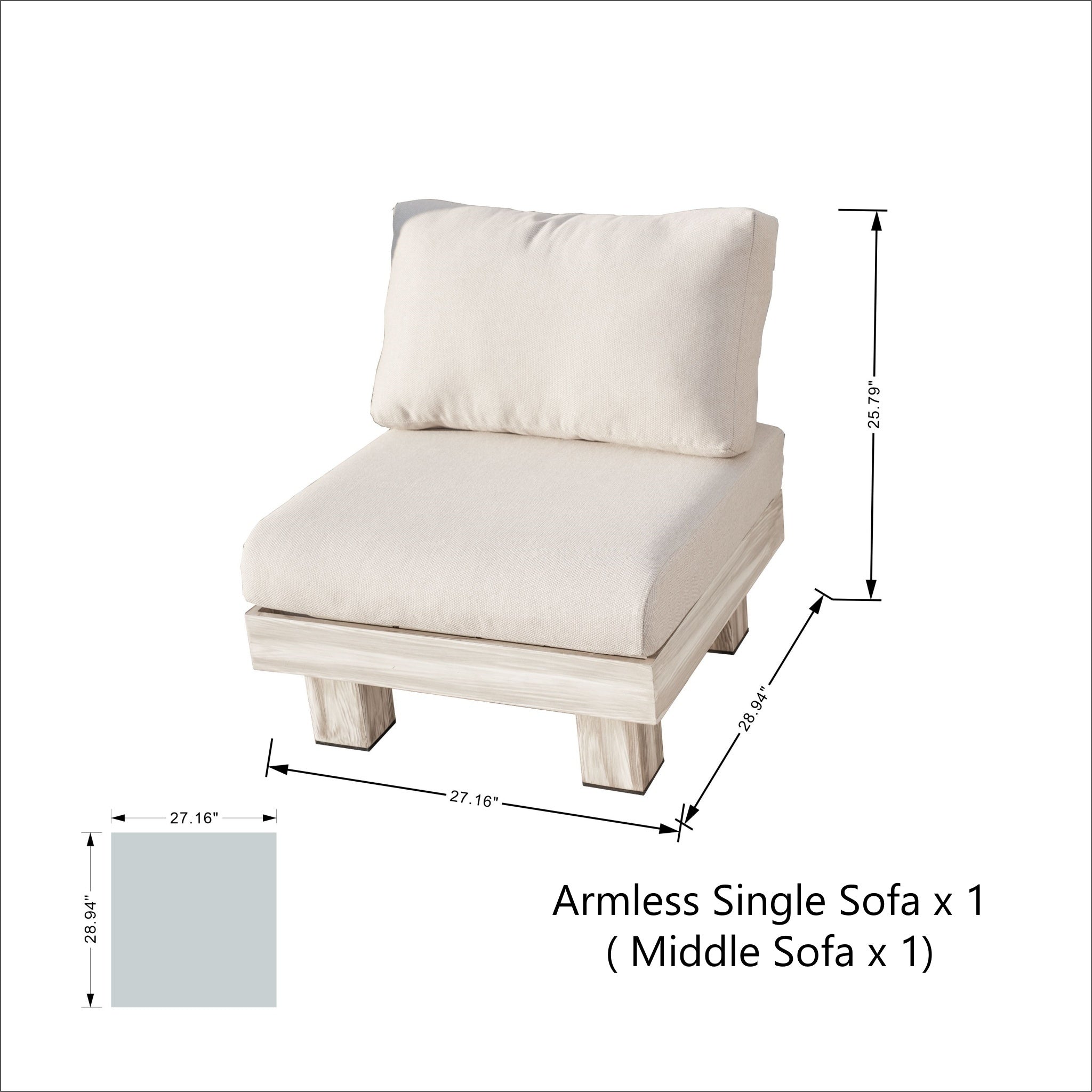 Monterey Modular Armless 3-Seat Sofa Set (PAS-2510-3S-Armless-SET)