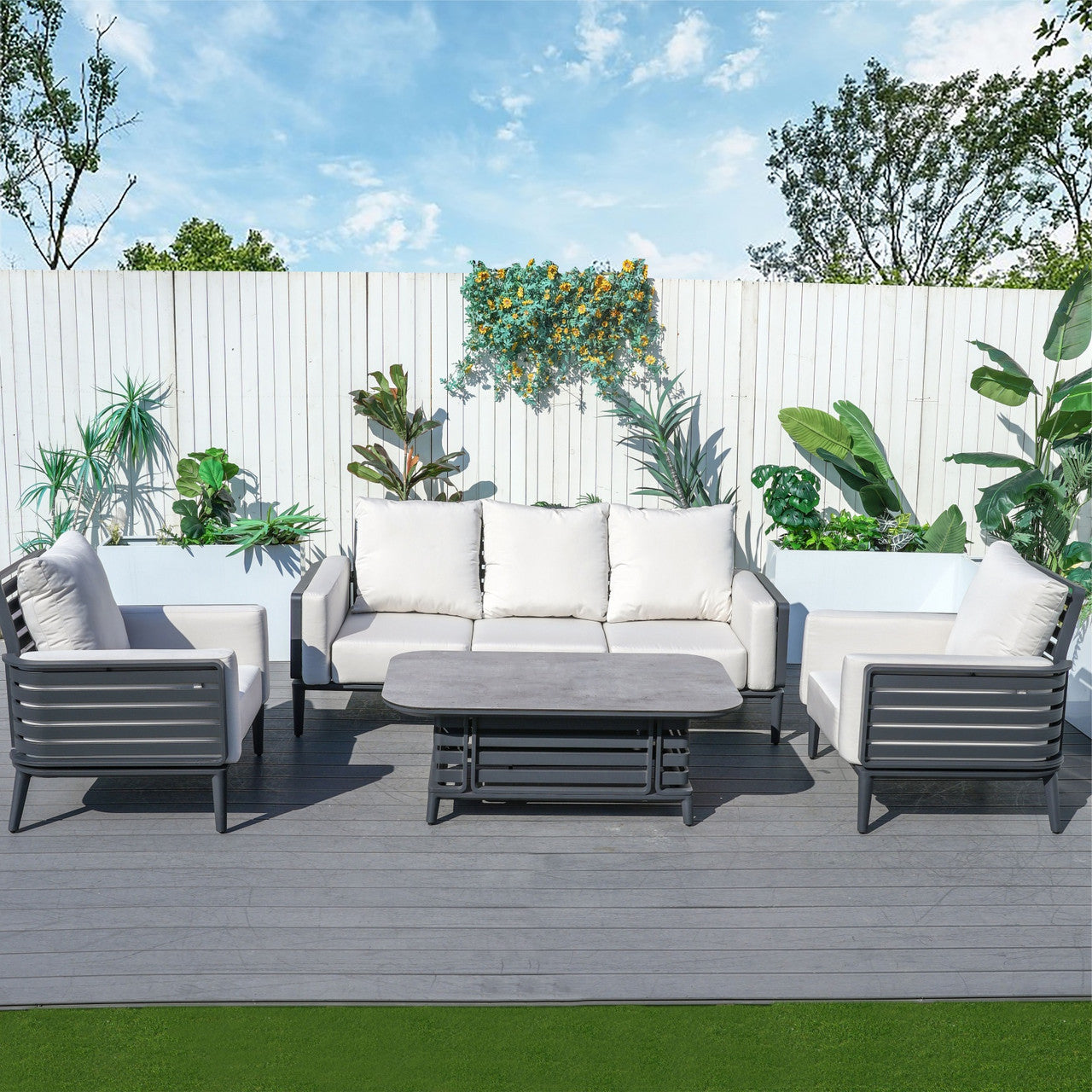 New aluminum exposed tube high-end five-person sofa set