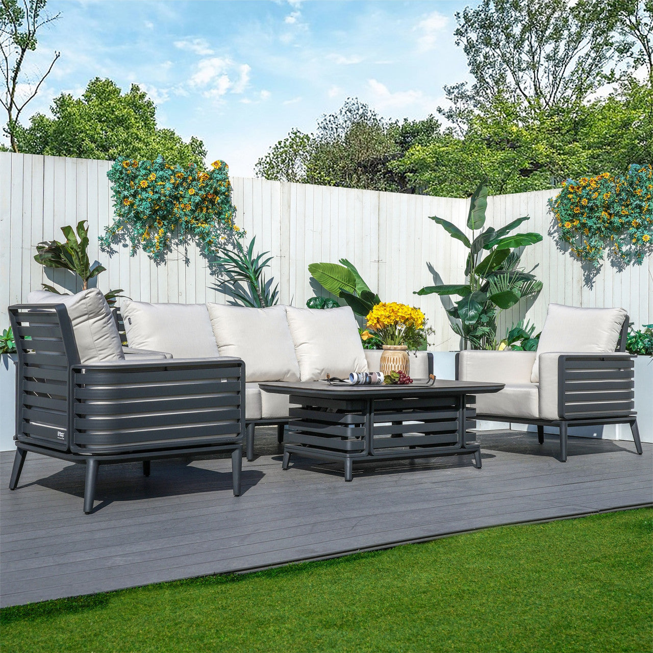 New aluminum exposed tube high-end five-person sofa set | PAS-2350TS