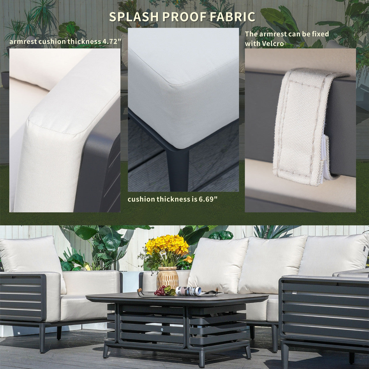 New aluminum exposed tube high-end five-person sofa set | PAS-2350TS