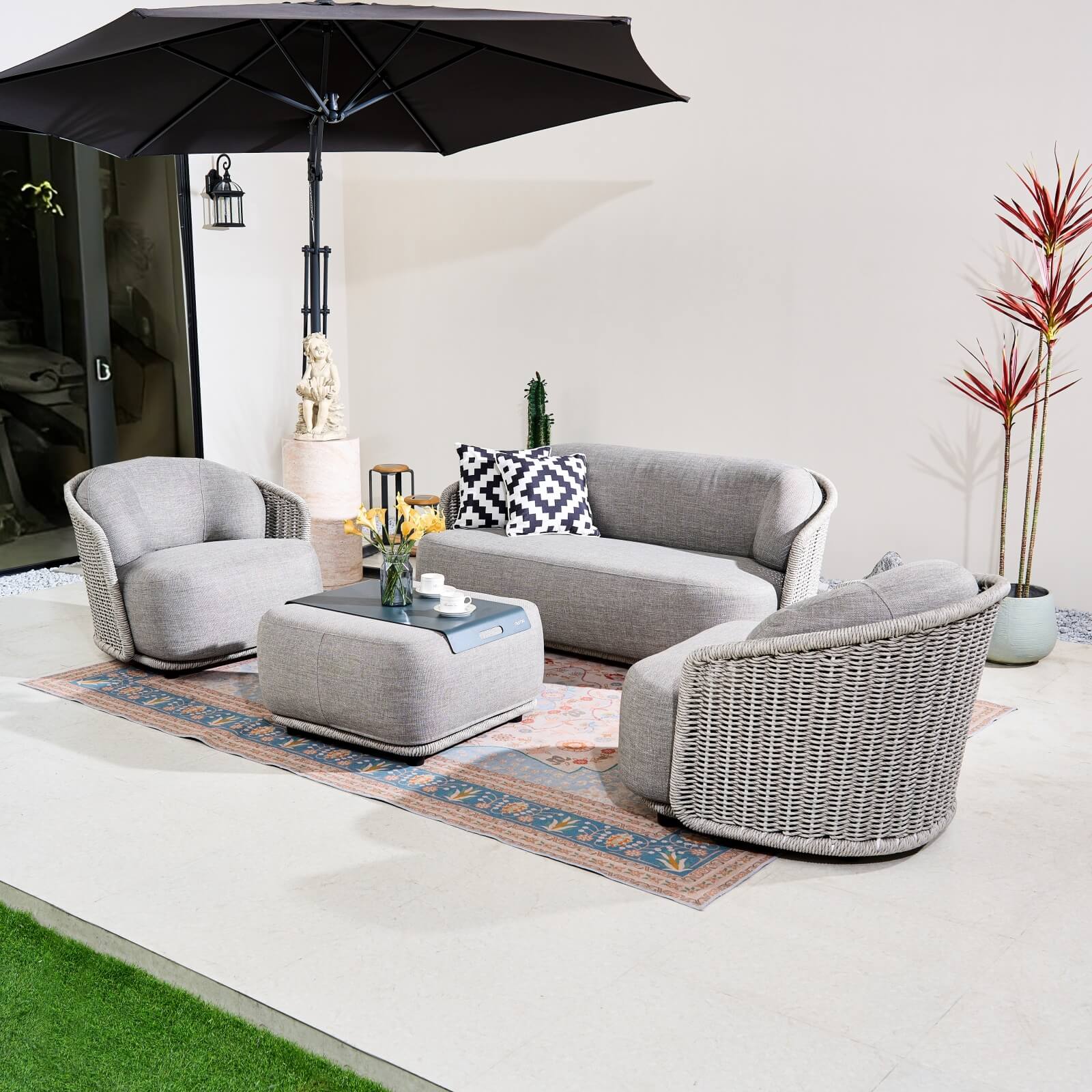 Numa-Style Kepler 4-Seat Sofa Set with Multifunctional Footstool
