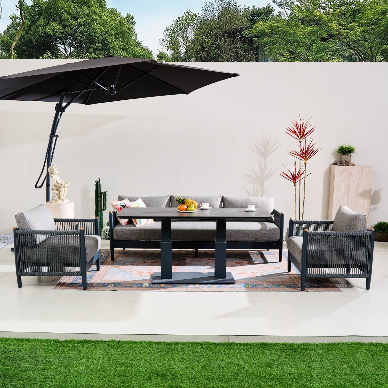 Numa-Style Nord 5-Seat Sofa Set with Rising Dining Table & Coffee Table