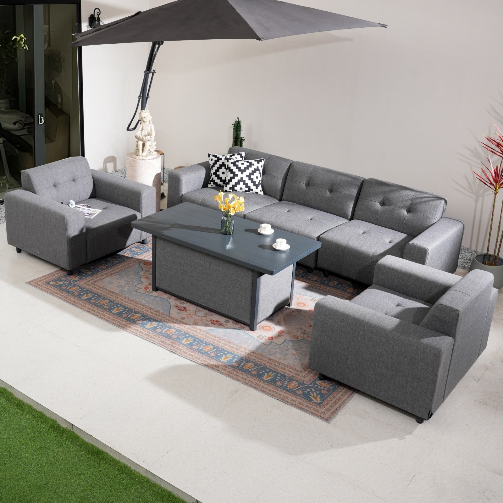Numa-Style Tribeca 5-Seat Sofa Set with Lunar Coffee Table