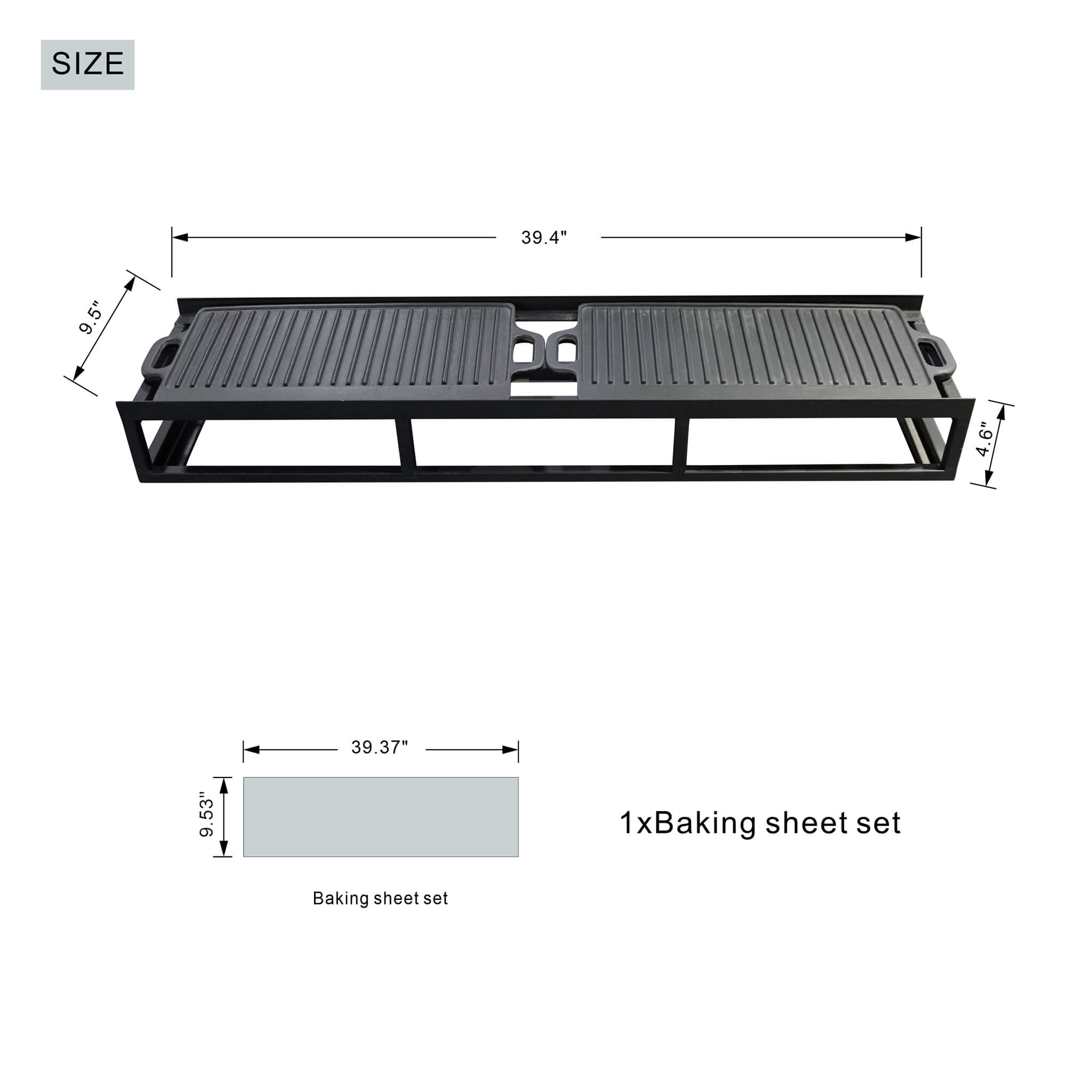 Outdoor BBQ Grill Shelf Set – Includes Grill Rack and 2 Pans for PAG-1106 Firepit Tables  (PAB-001)