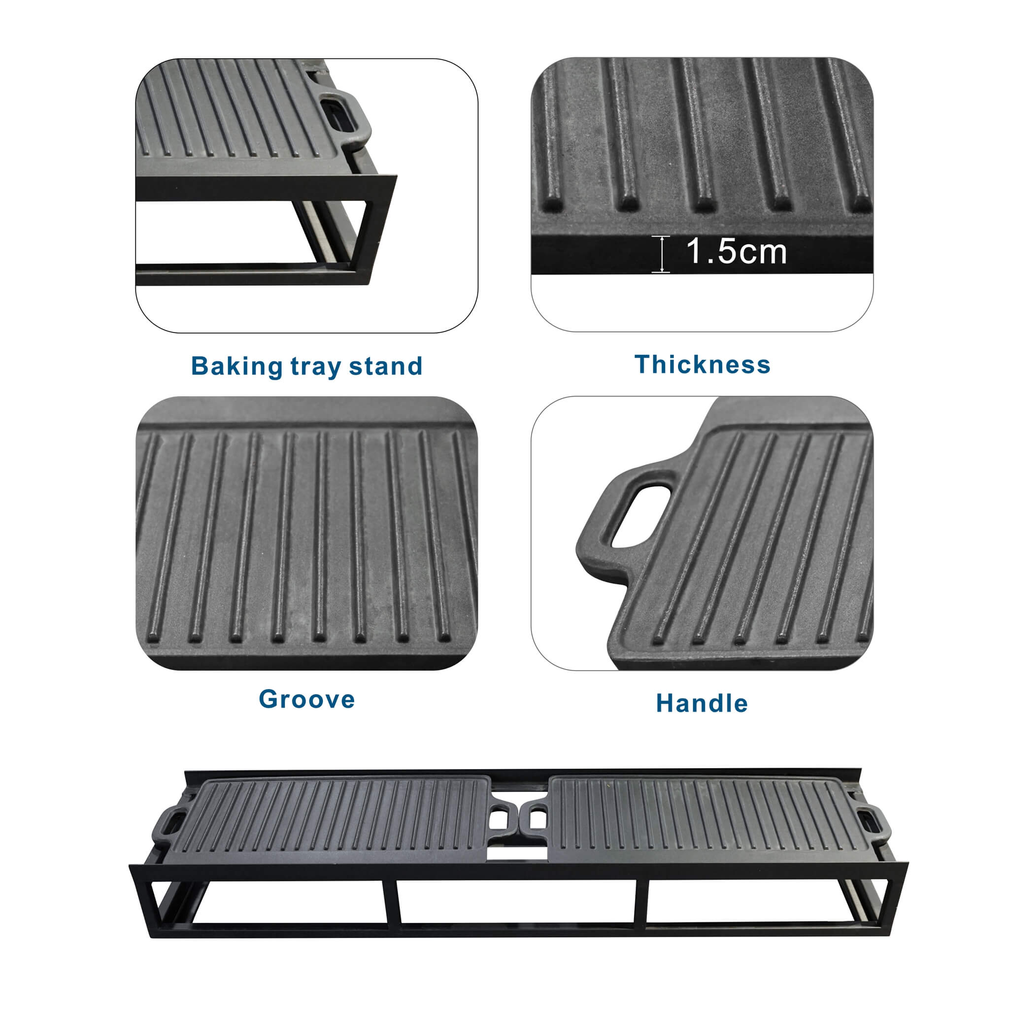 Outdoor BBQ Grill Shelf Set – Includes Grill Rack and 2 Pans for PAG-1106 Firepit Tables  (PAB-001)