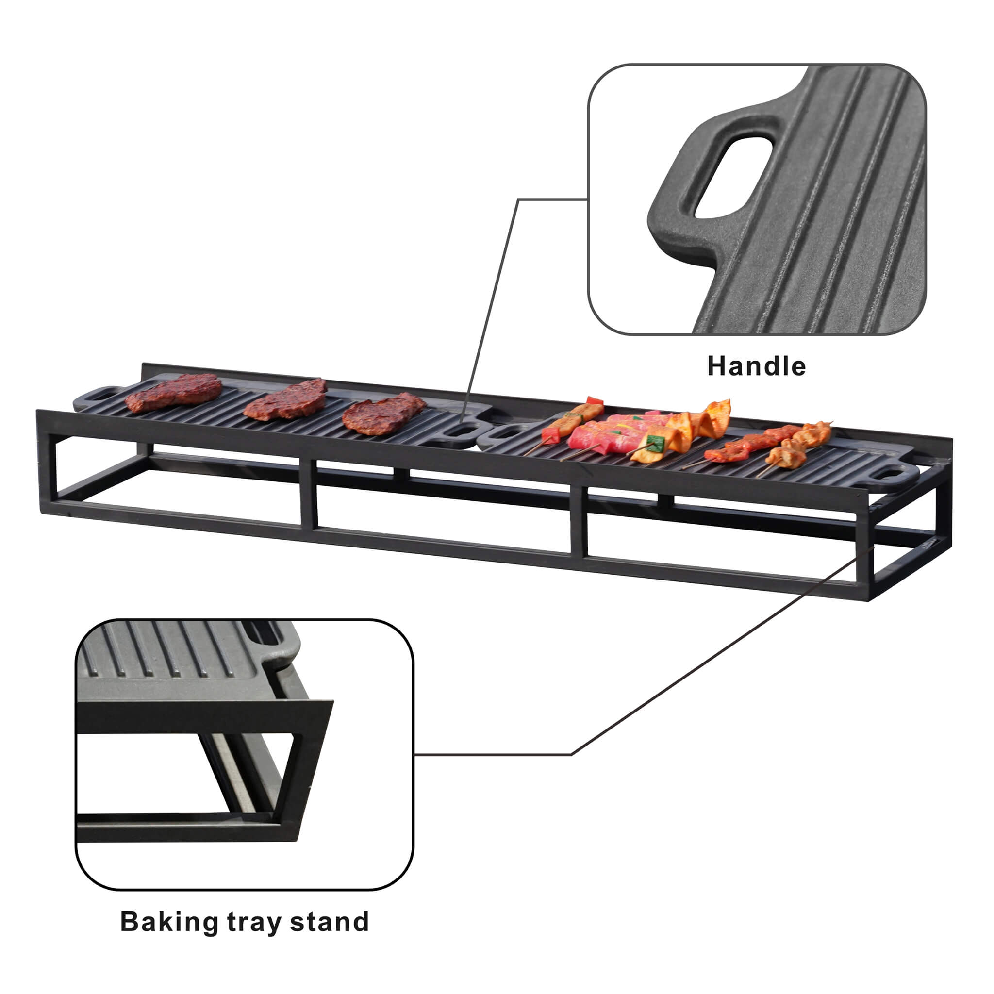Outdoor BBQ Grill Shelf Set – Includes Grill Rack and 2 Pans for PAG-1106 Firepit Tables  (PAB-001)
