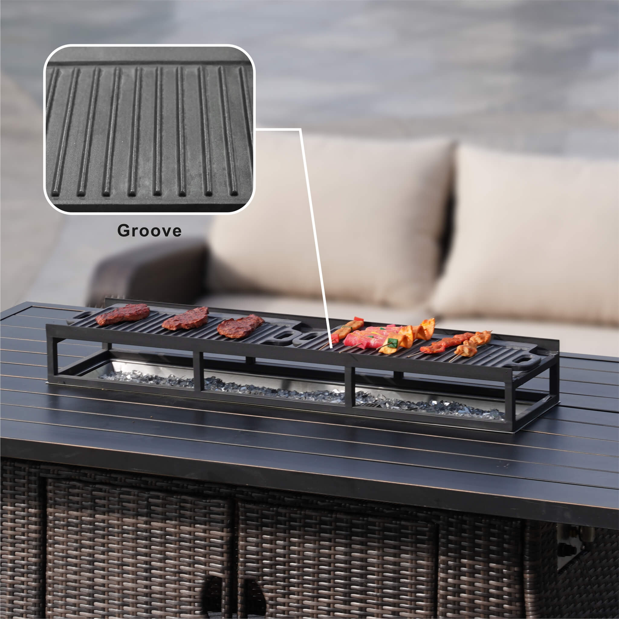 Outdoor BBQ Grill Shelf Set – Includes Grill Rack and 2 Pans for PAG-1106 Firepit Tables  (PAB-001)