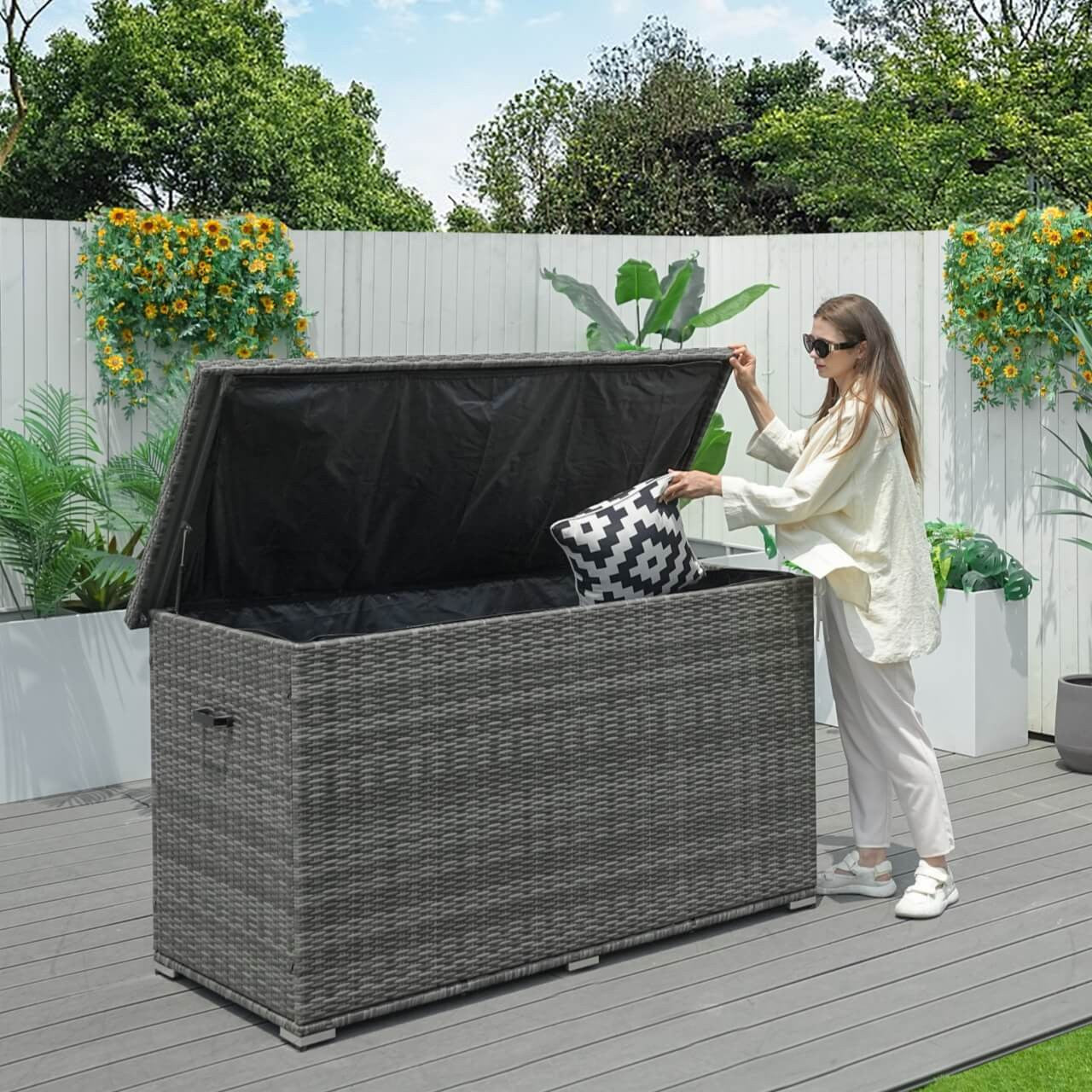 Patio Rattan Storage Box Gray Color from Direct Wicker