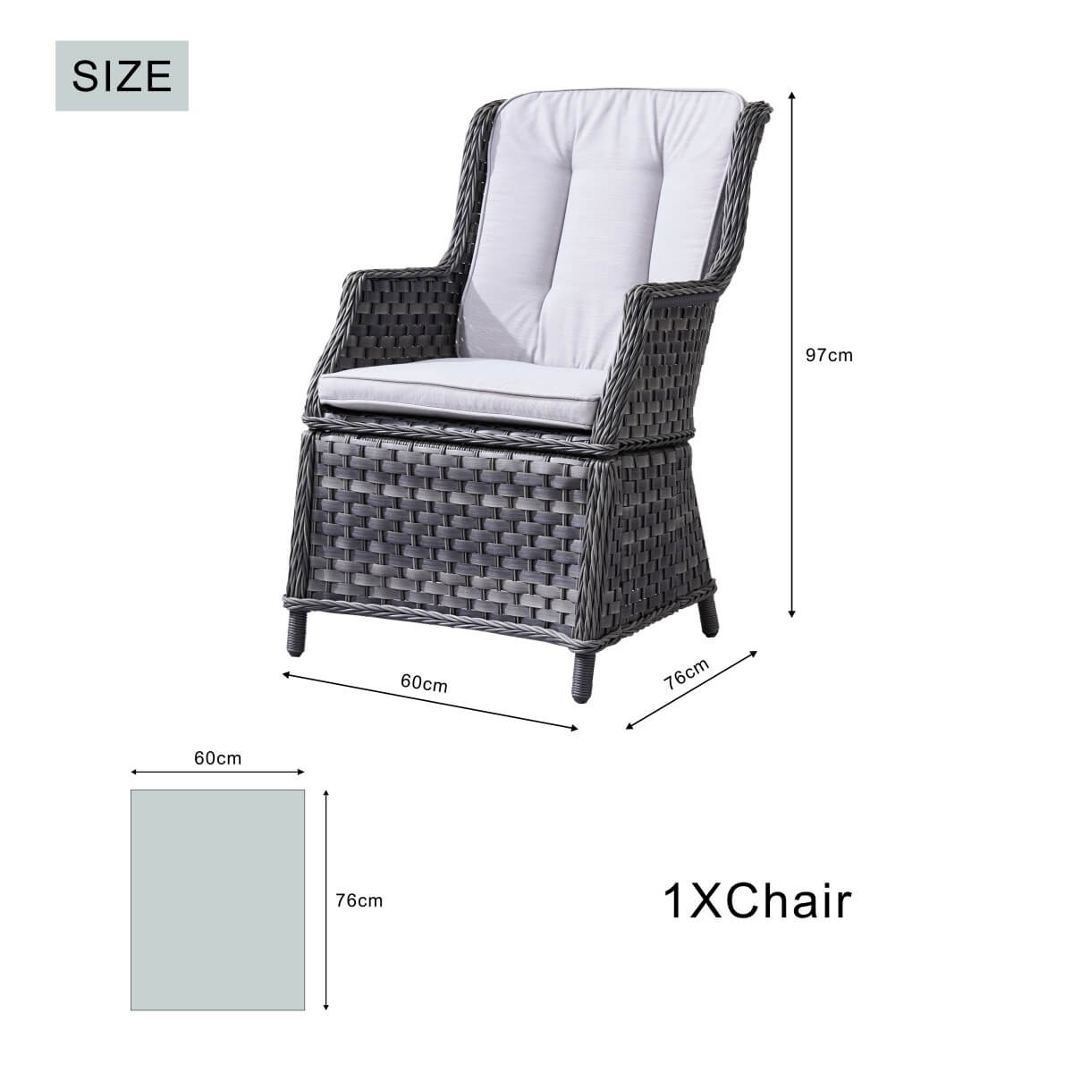 Ravenna Outdoor Wicker Armchairs with Cushions Set of 2 – Weather-Resistant Patio Chairs (PAC-010)