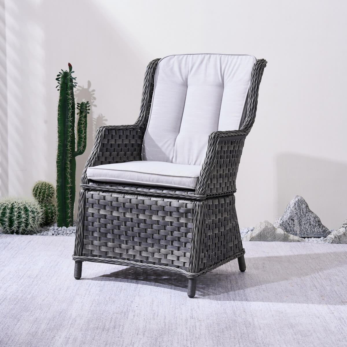 Ravenna Outdoor Wicker Armchairs with Cushions Set of 2 – Weather-Resistant Patio Chairs (PAC-010)