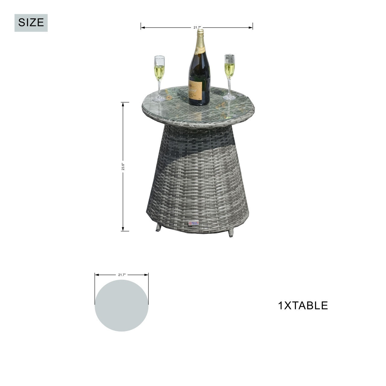 2-Person Round Bistro Table 21"Dx23"H (Model PAD-1708-Table)