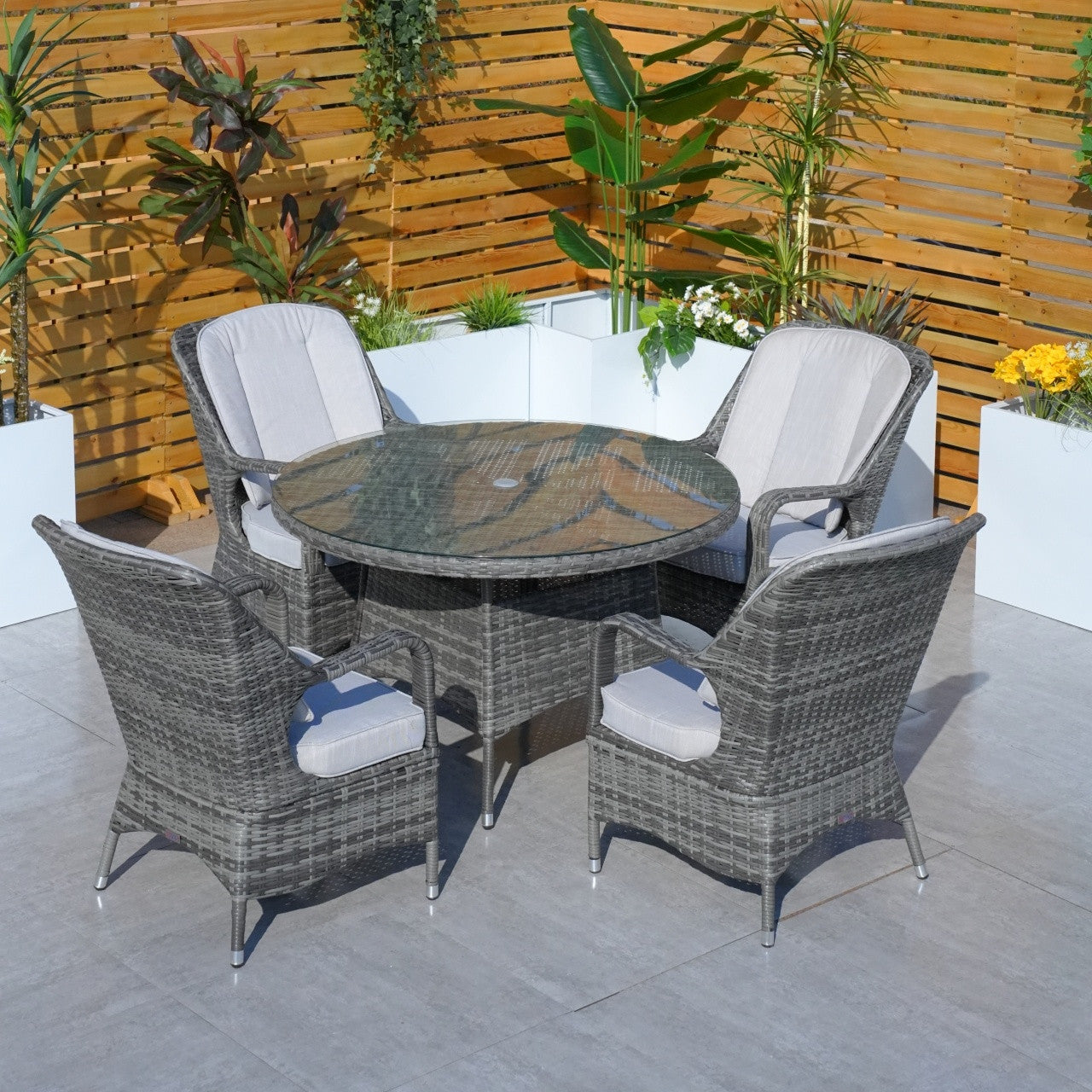 Parma 4-Seat Outdoor Dining Set – Round Dining Table (PAD-1709+009)