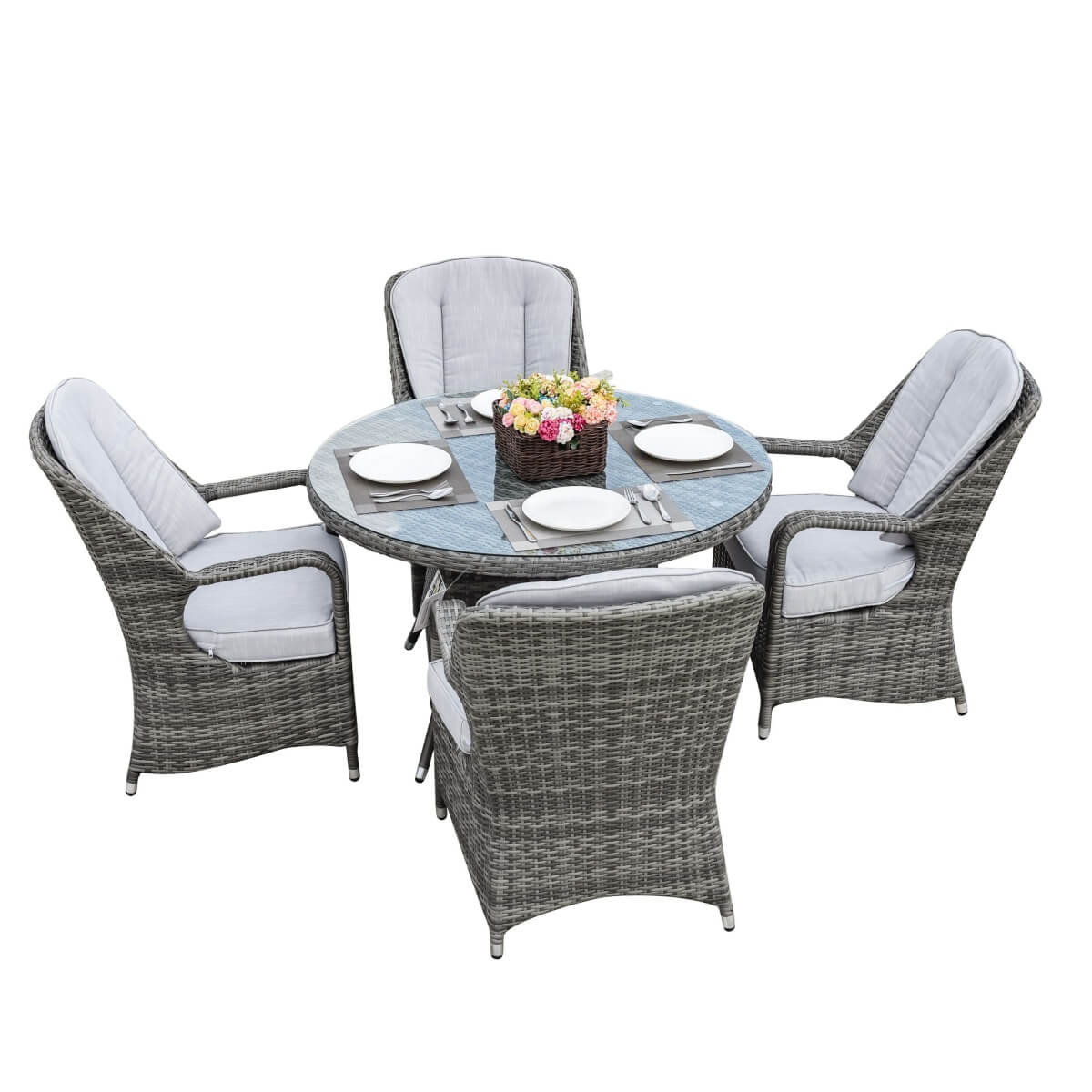 Parma 4-Seat Outdoor Dining Set – Round Dining Table (PAD-1709+009)