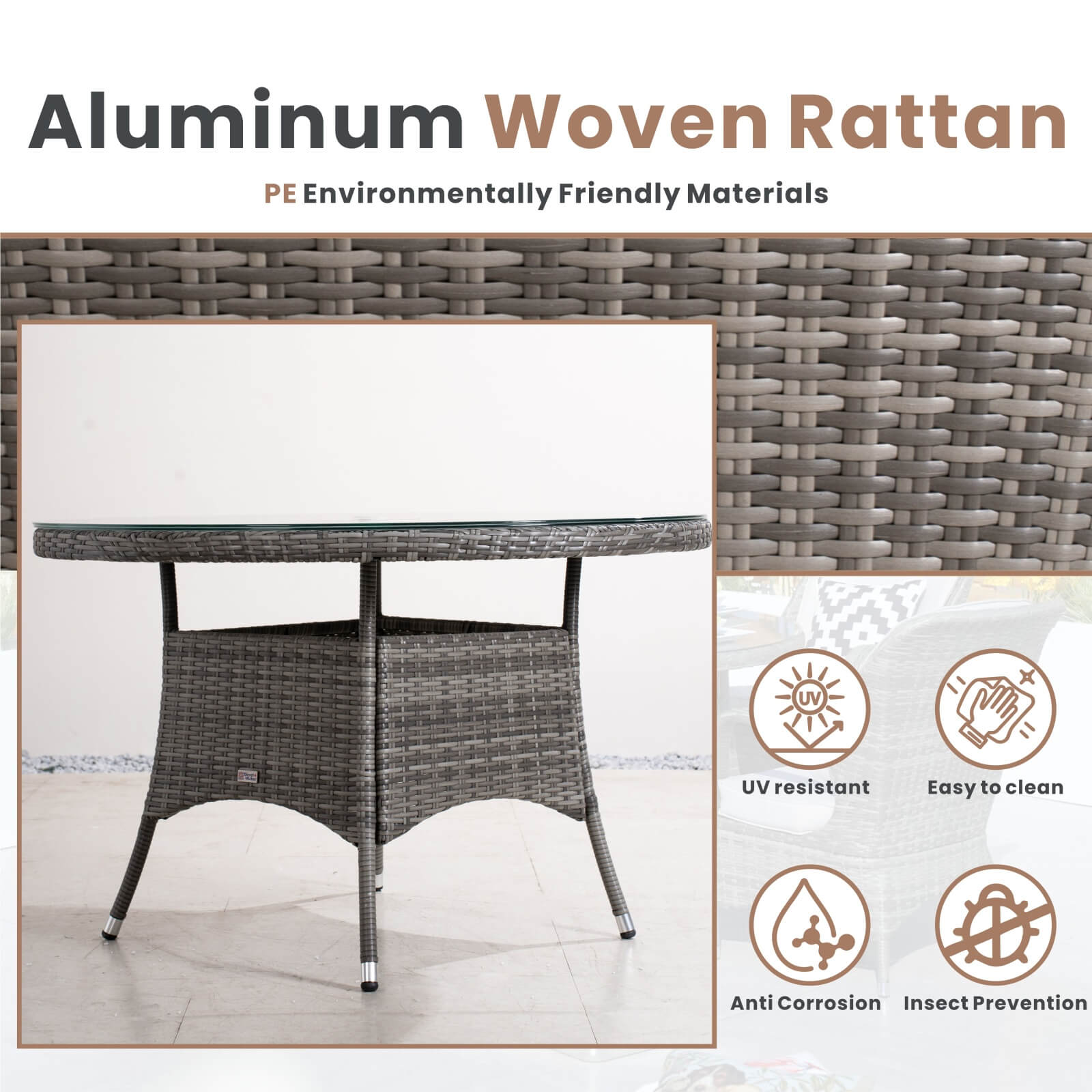 Ravenna 4-Seat Outdoor Dining Set – Round Dining Table (PAD-1709+010)